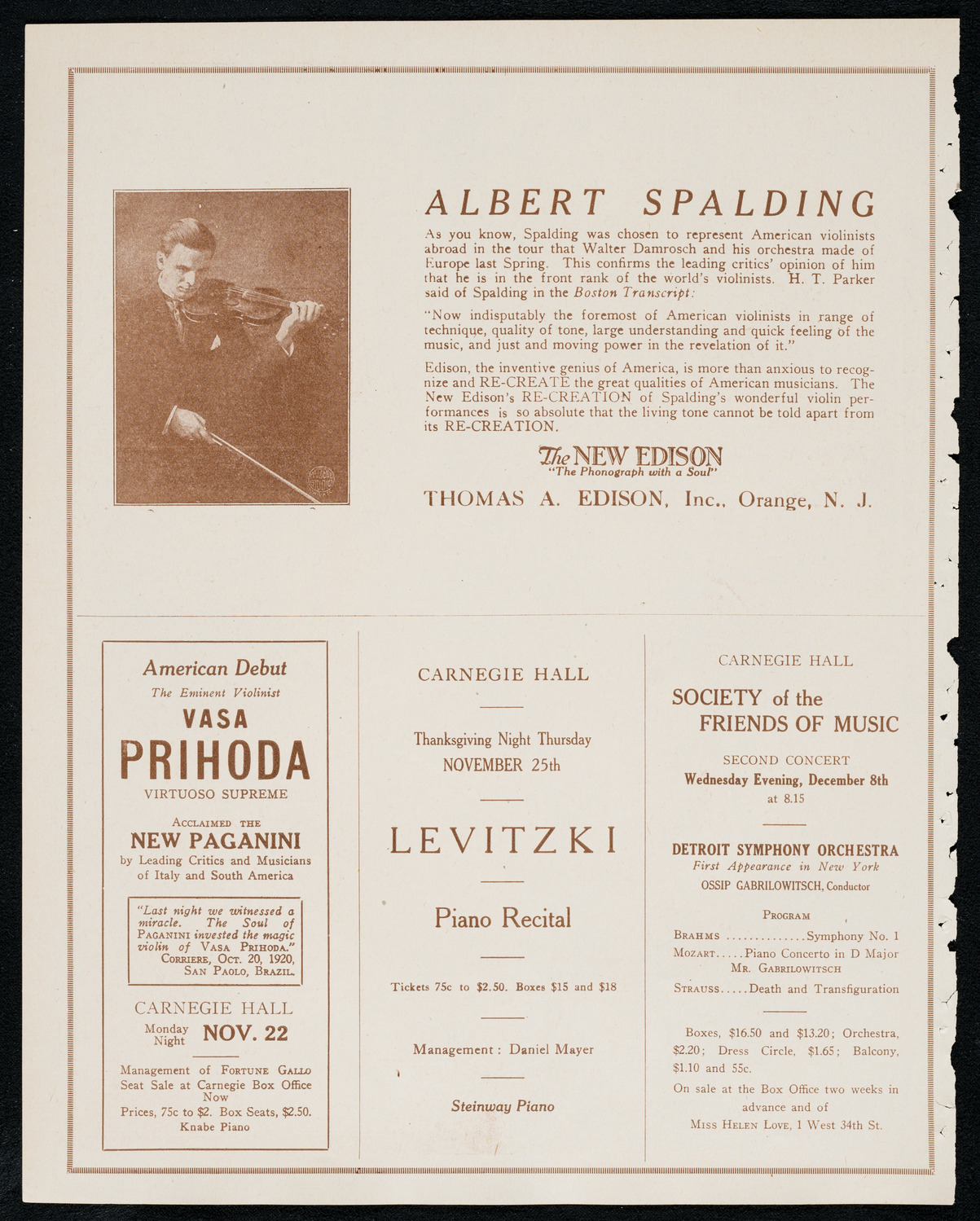 New York Philharmonic, November 21, 1920, program page 2