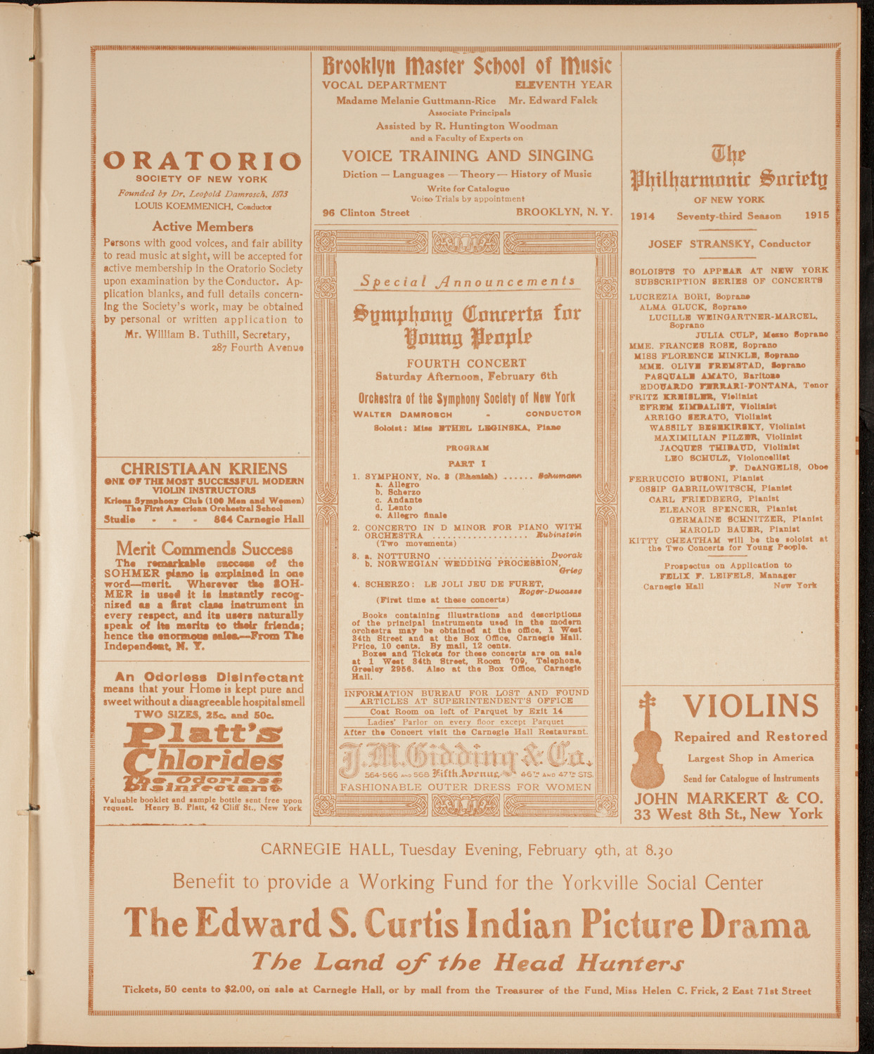 New York Philharmonic, February 5, 1915, program page 9