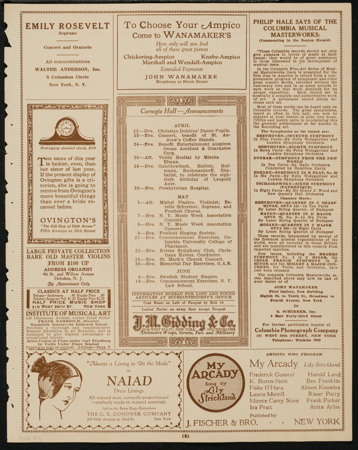Ethyl Hayden, Soprano, April 20, 1925, program page 3