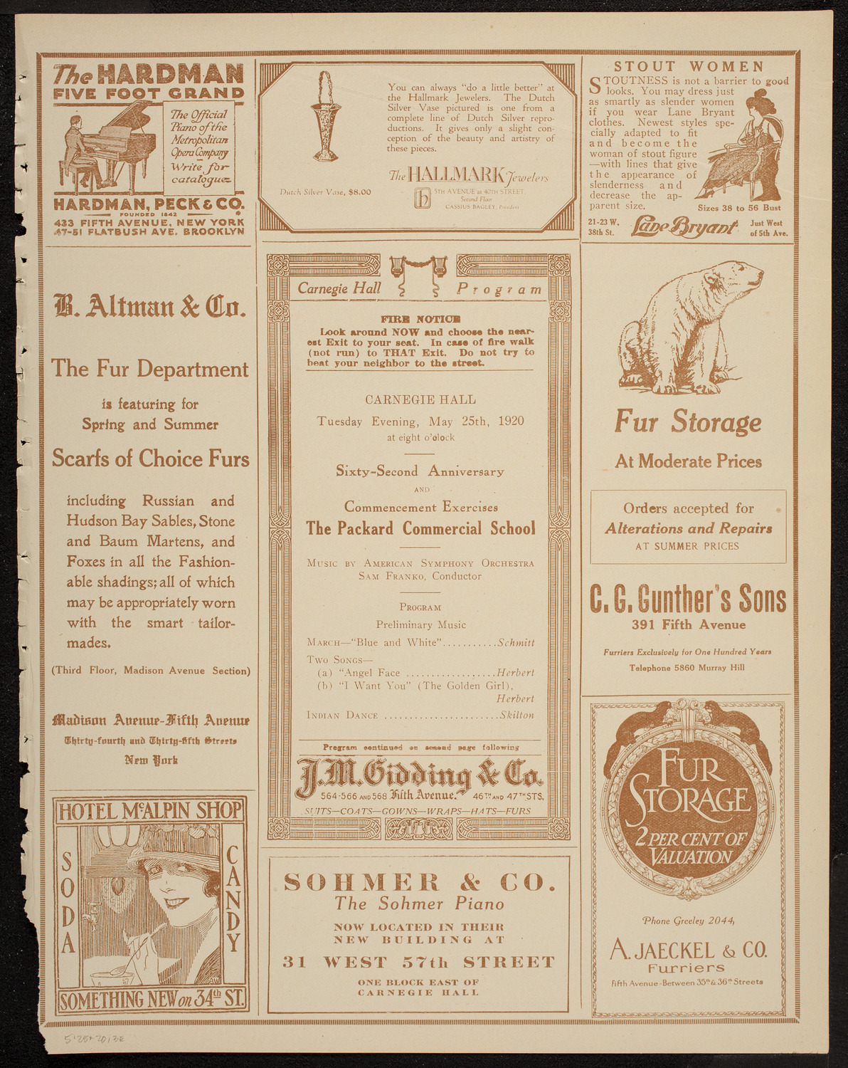 Graduation: Packard Commercial School, May 25, 1920, program page 5