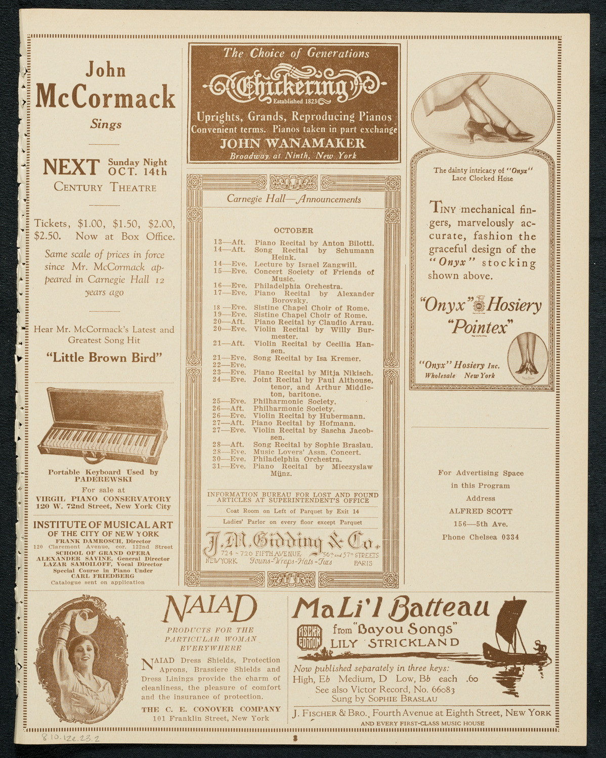 Concert and Address in Honor of Christopher Columbus, October 12, 1923, program page 3