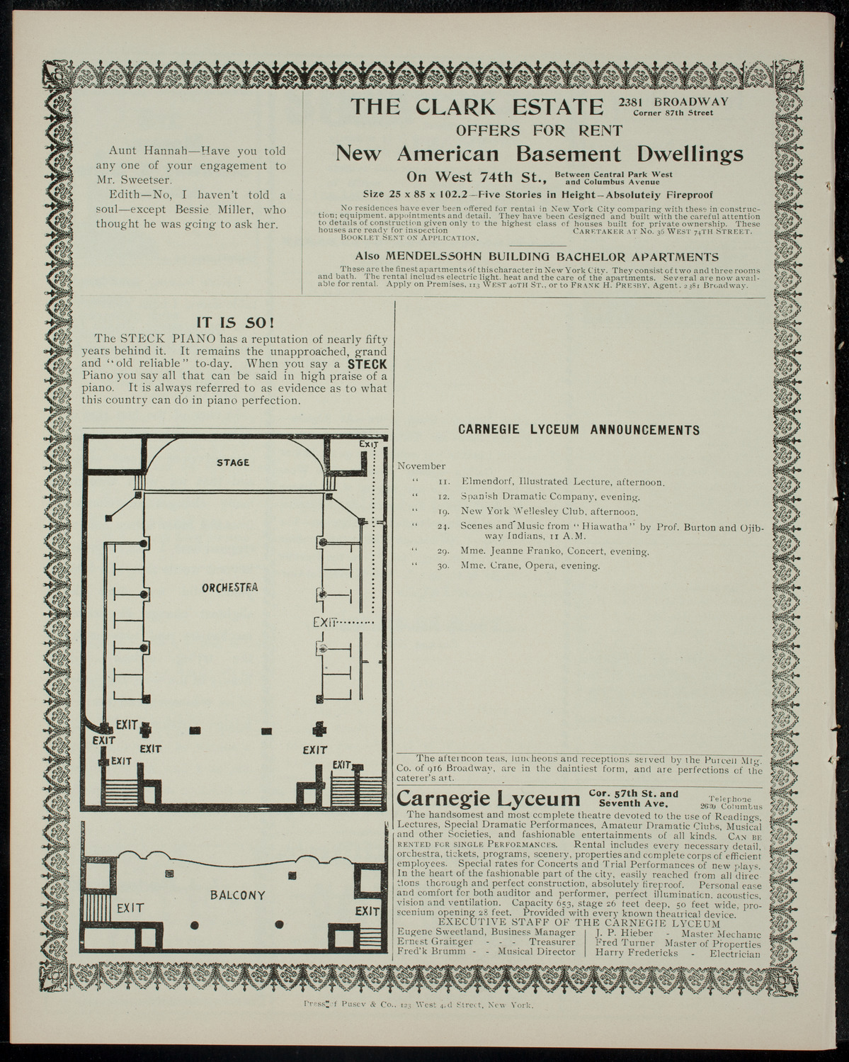 Elmendorf Lecture: From New York to Algiers, November 10, 1904, program page 4