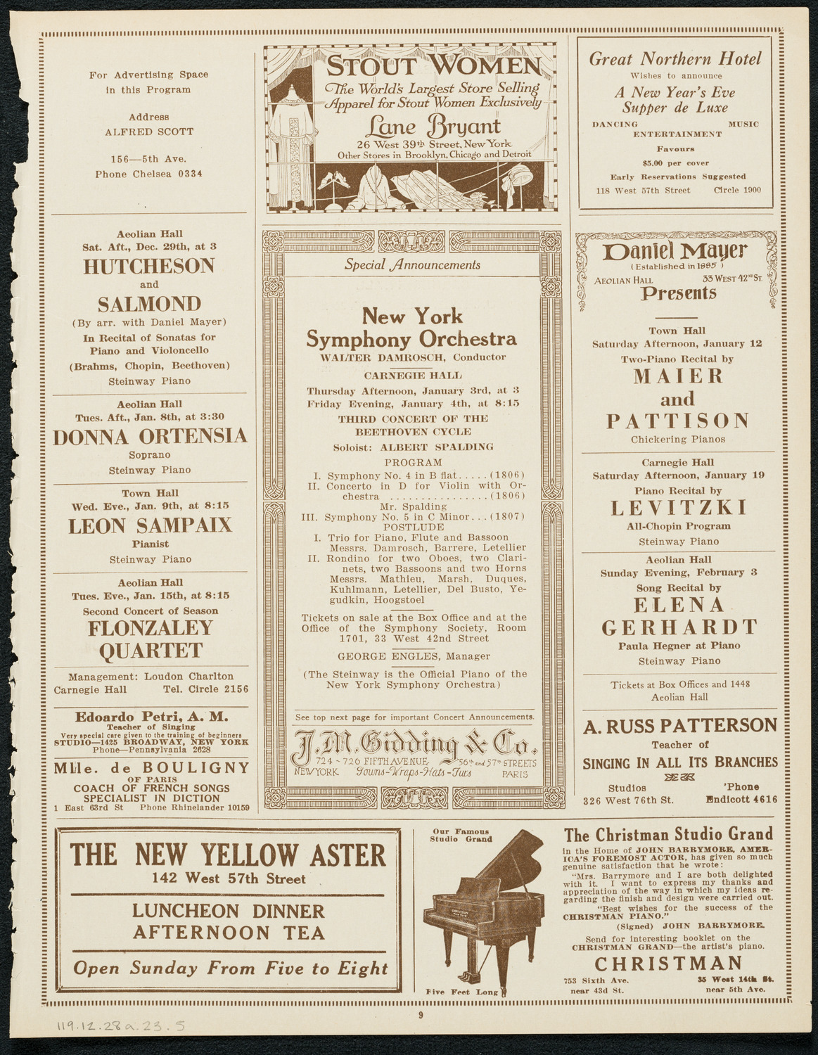 New York Philharmonic, December 28, 1923, program page 9
