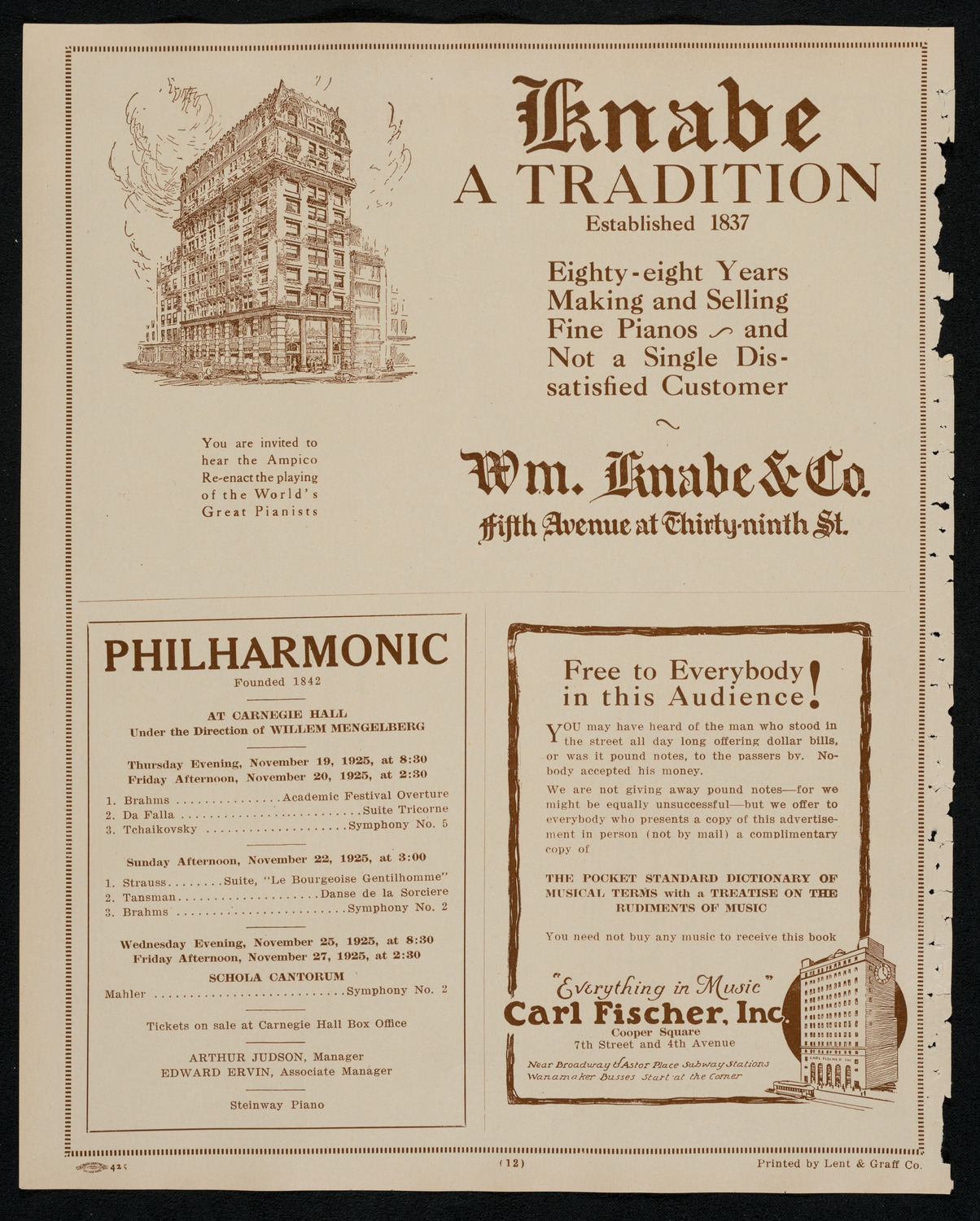 Maximilian Rose, Violin, November 18, 1925, program page 12