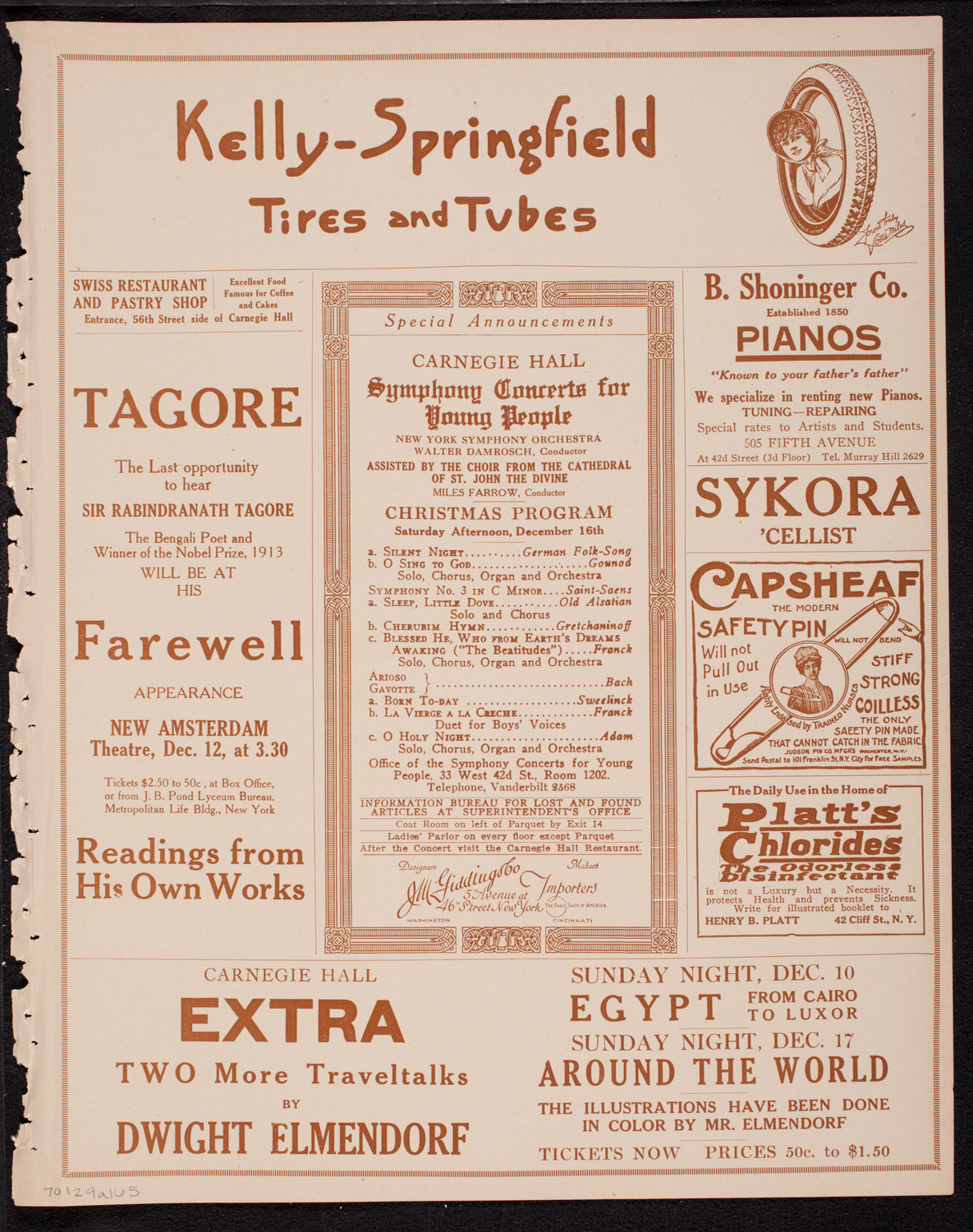 Mischa Elman, Violin, December 9, 1916, program page 9