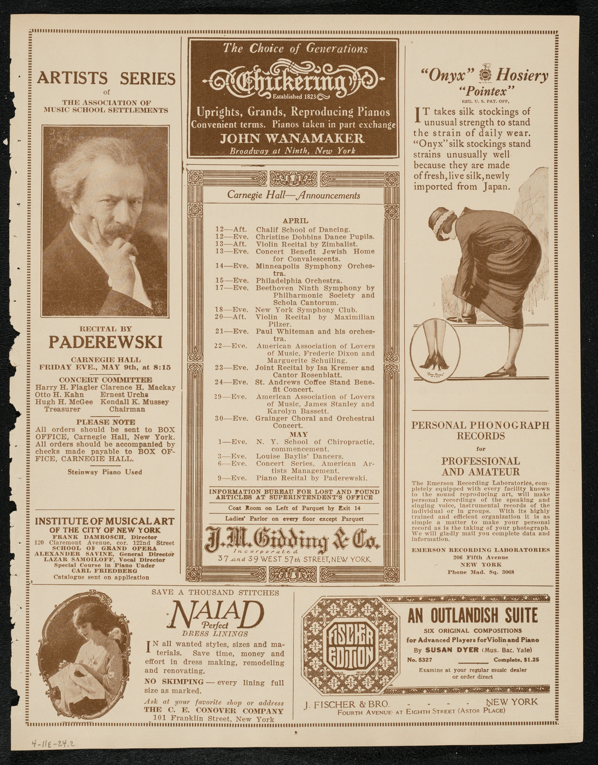 Paul Whiteman and His Orchestra with The Marmeins, April 11, 1924, program page 3