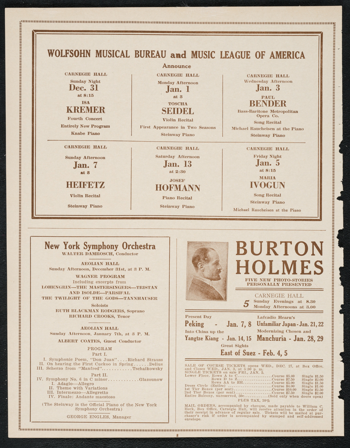 Joseph Schwarz, Baritone, with the New York Philharmonic, December 28, 1922, program page 8