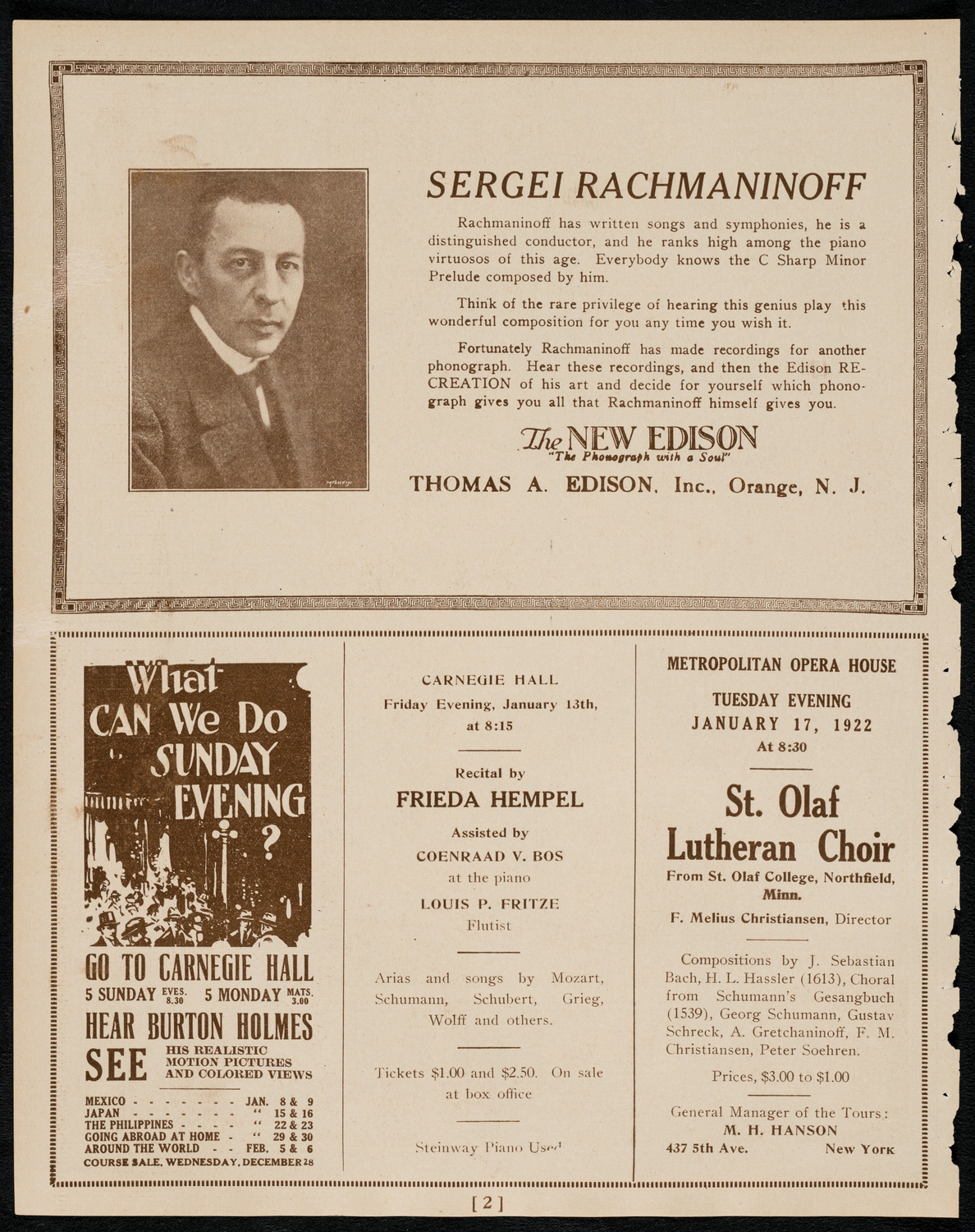 Brahms Memorial featuring Elly Ney and the New York Philharmonic, January 2, 1922, program page 2