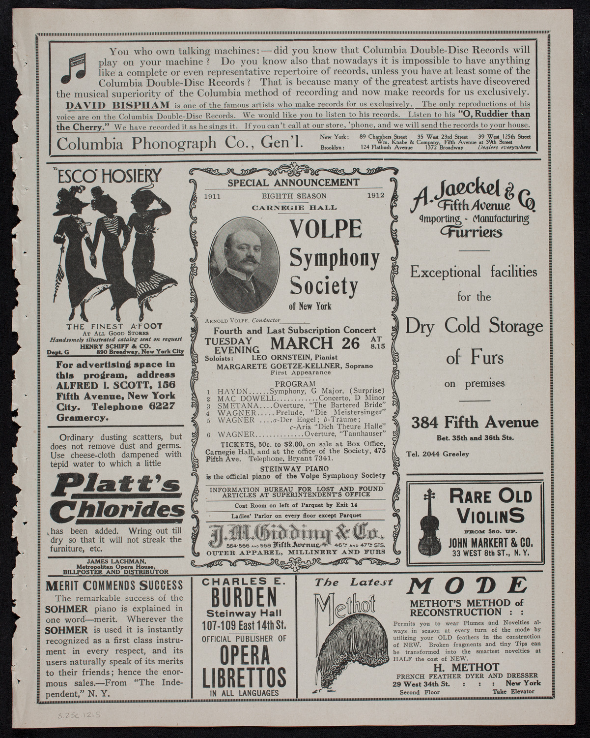 Brahms Festival: Oratorio Society of New York and New York Symphony Orchestra, March 25, 1912, program page 9