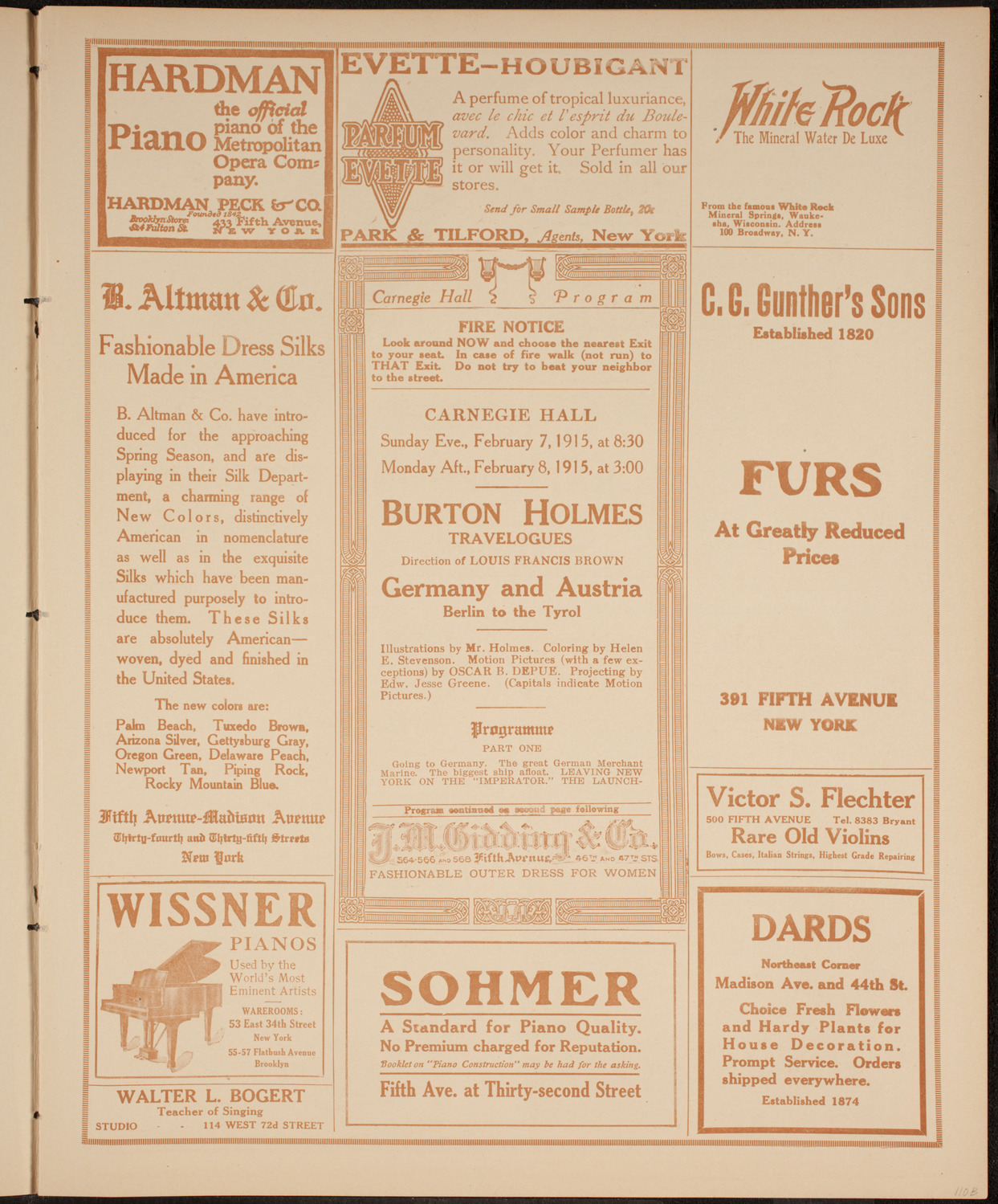 Burton Holmes Travelogue: Germany and Austria, February 7, 1915, program page 5