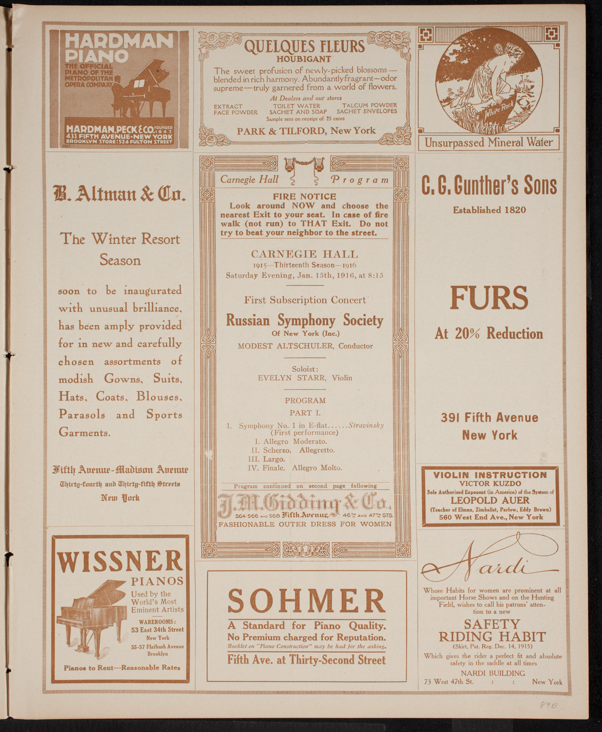 Russian Symphony Society of New York, January 15, 1916, program page 5