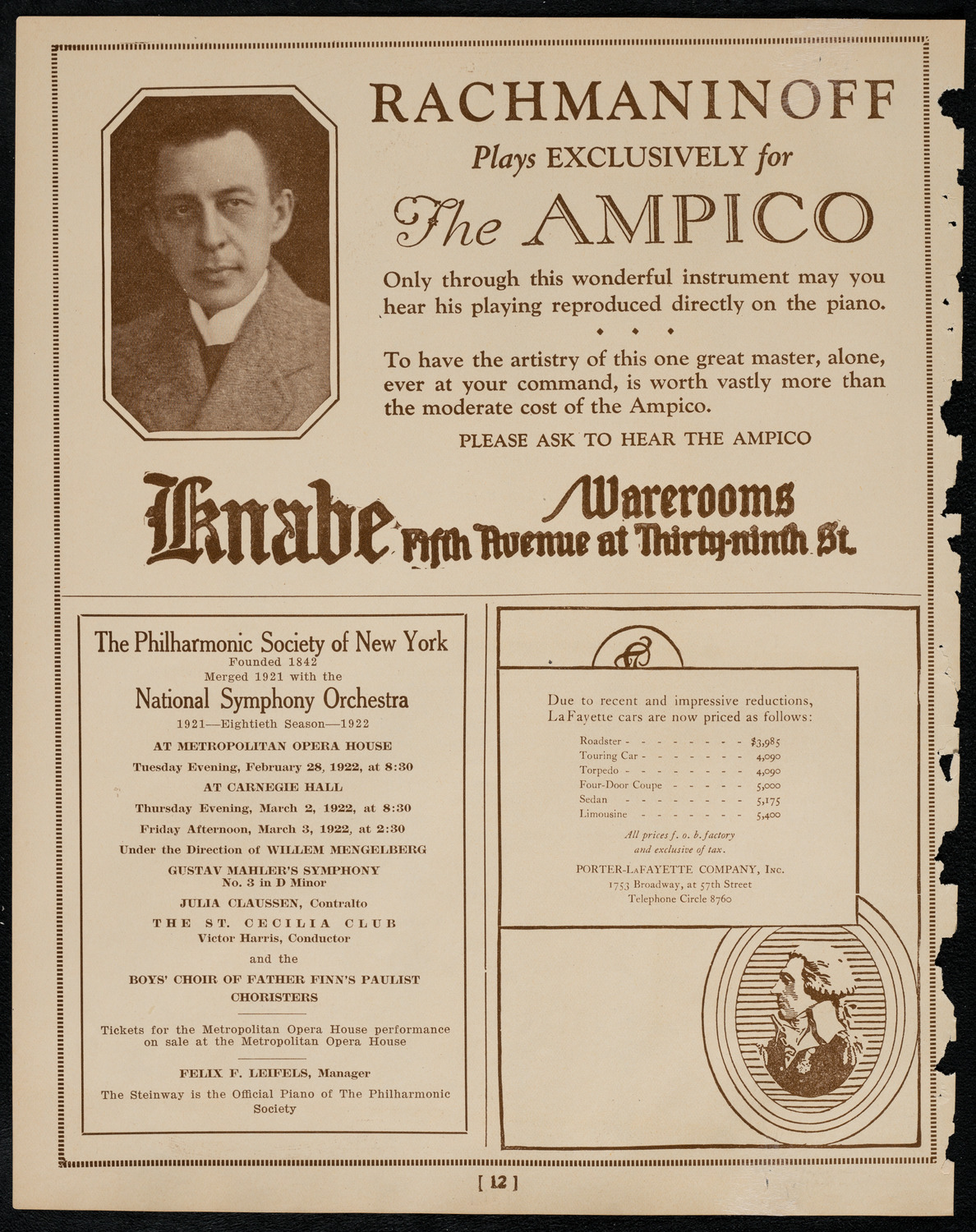 Philadelphia Orchestra, February 28, 1922, program page 12