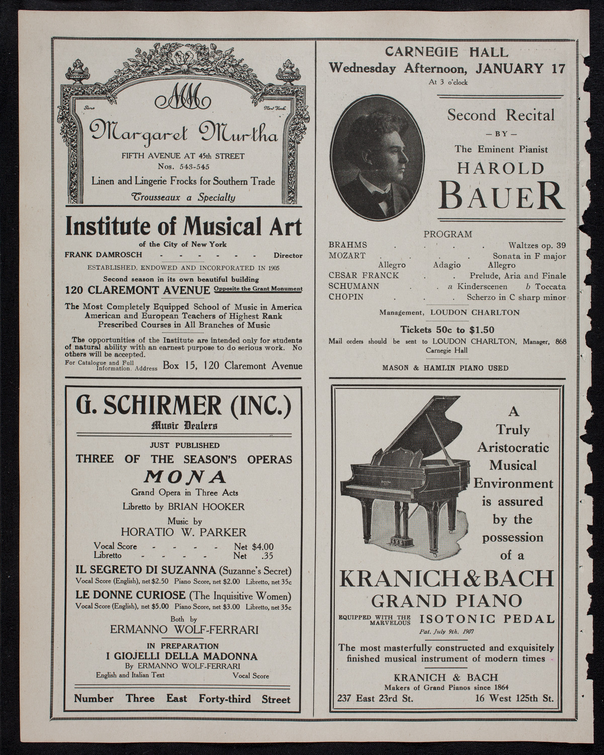 Leo Slezak, Tenor, January 16, 1912, program page 6