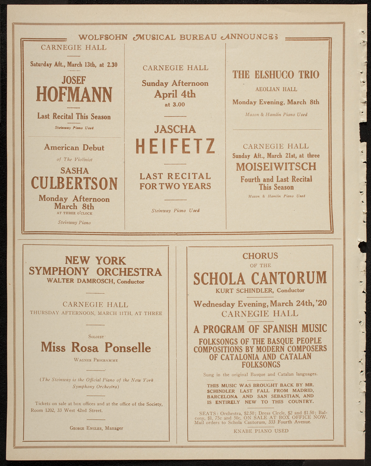 Reinald Werrenrath, Baritone, March 7, 1920, program page 8