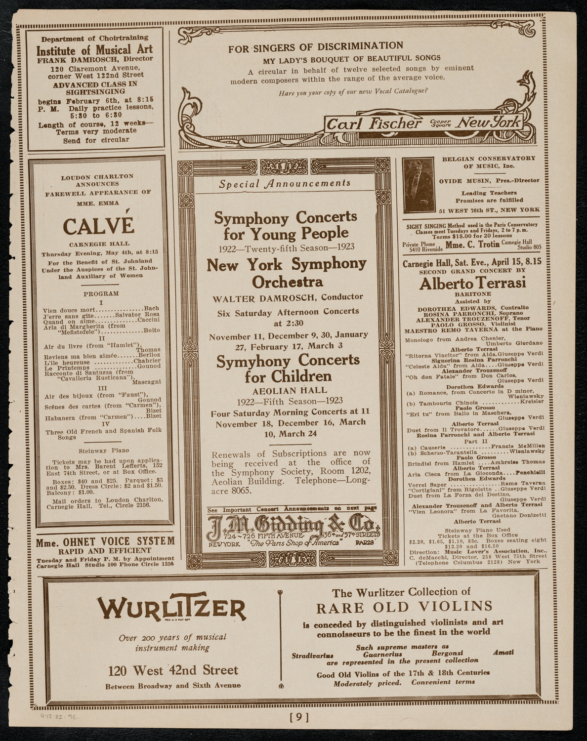 Sir Arthur Conan Doyle, April 12, 1922, program page 9