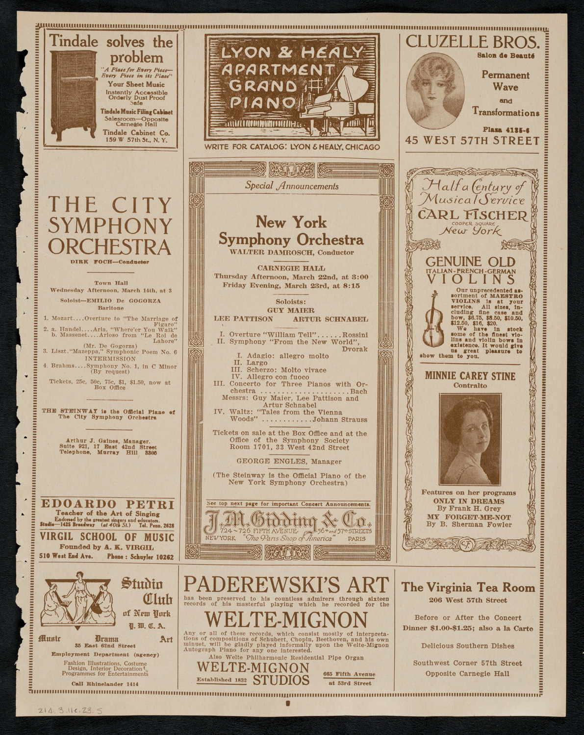 United Singers of New York, March 11, 1923, program page 9