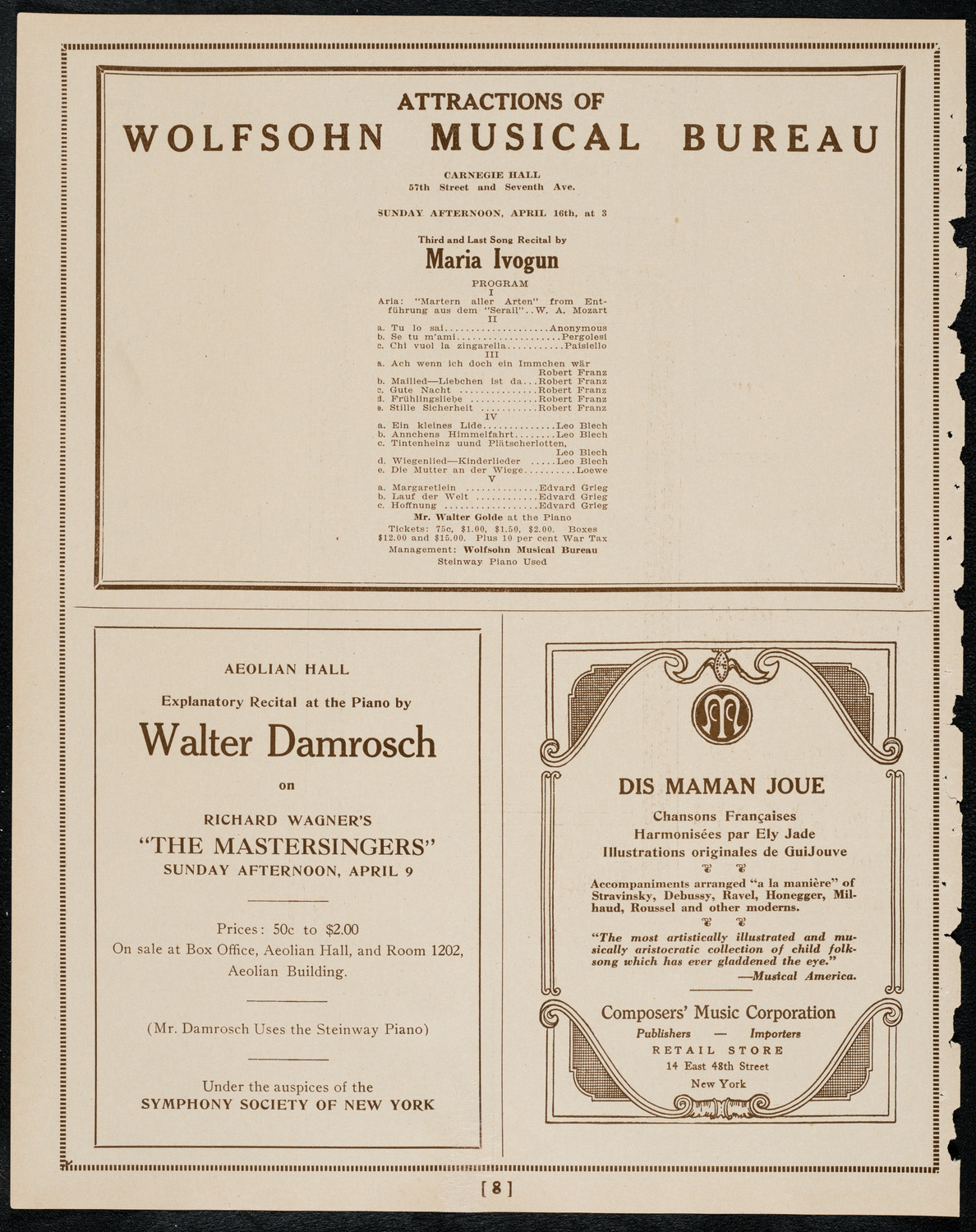 Negro Singing Society/ Benefit: Manassas Industrial School, April 3, 1922, program page 8