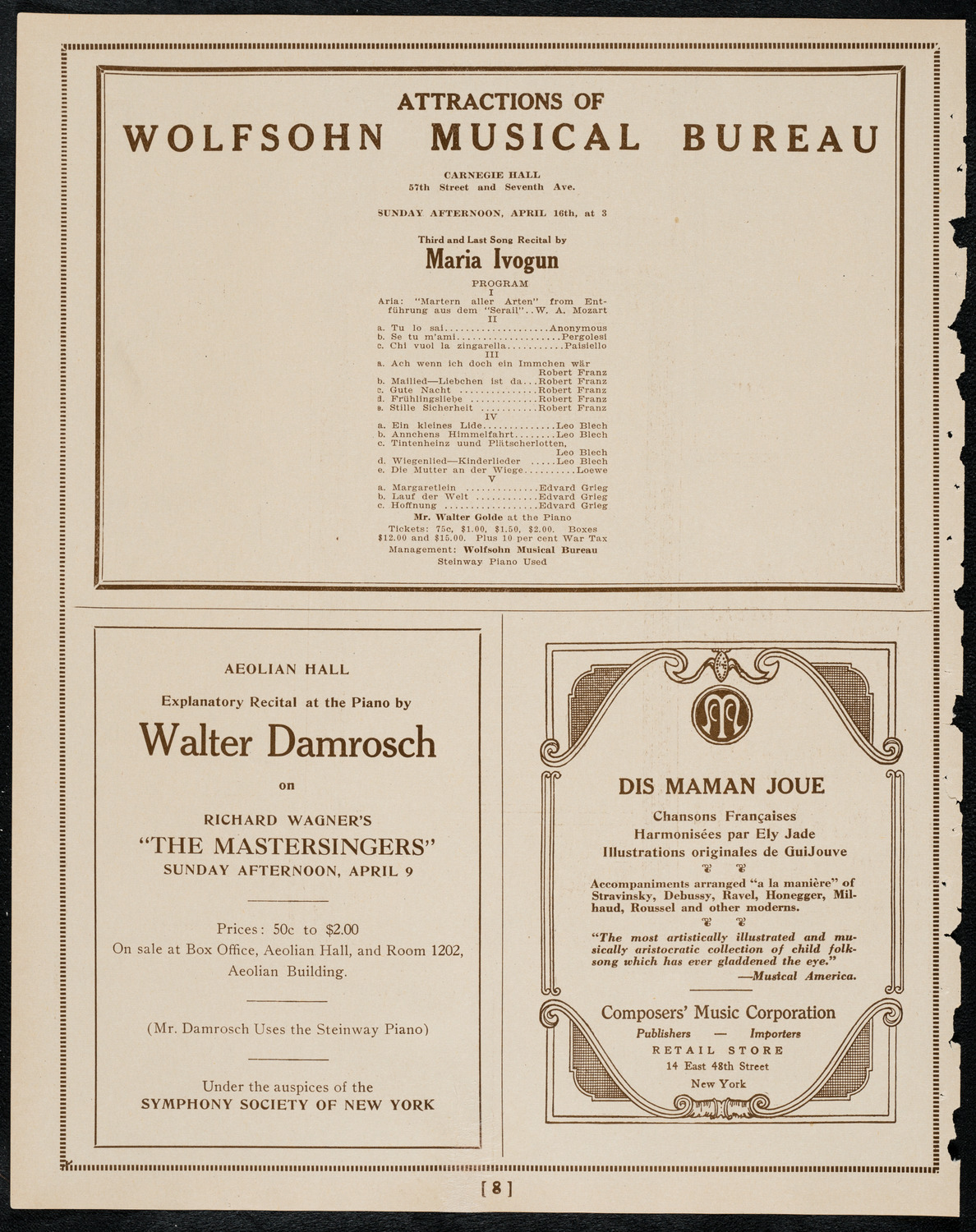 Negro Singing Society/ Benefit: Manassas Industrial School, April 3, 1922, program page 8