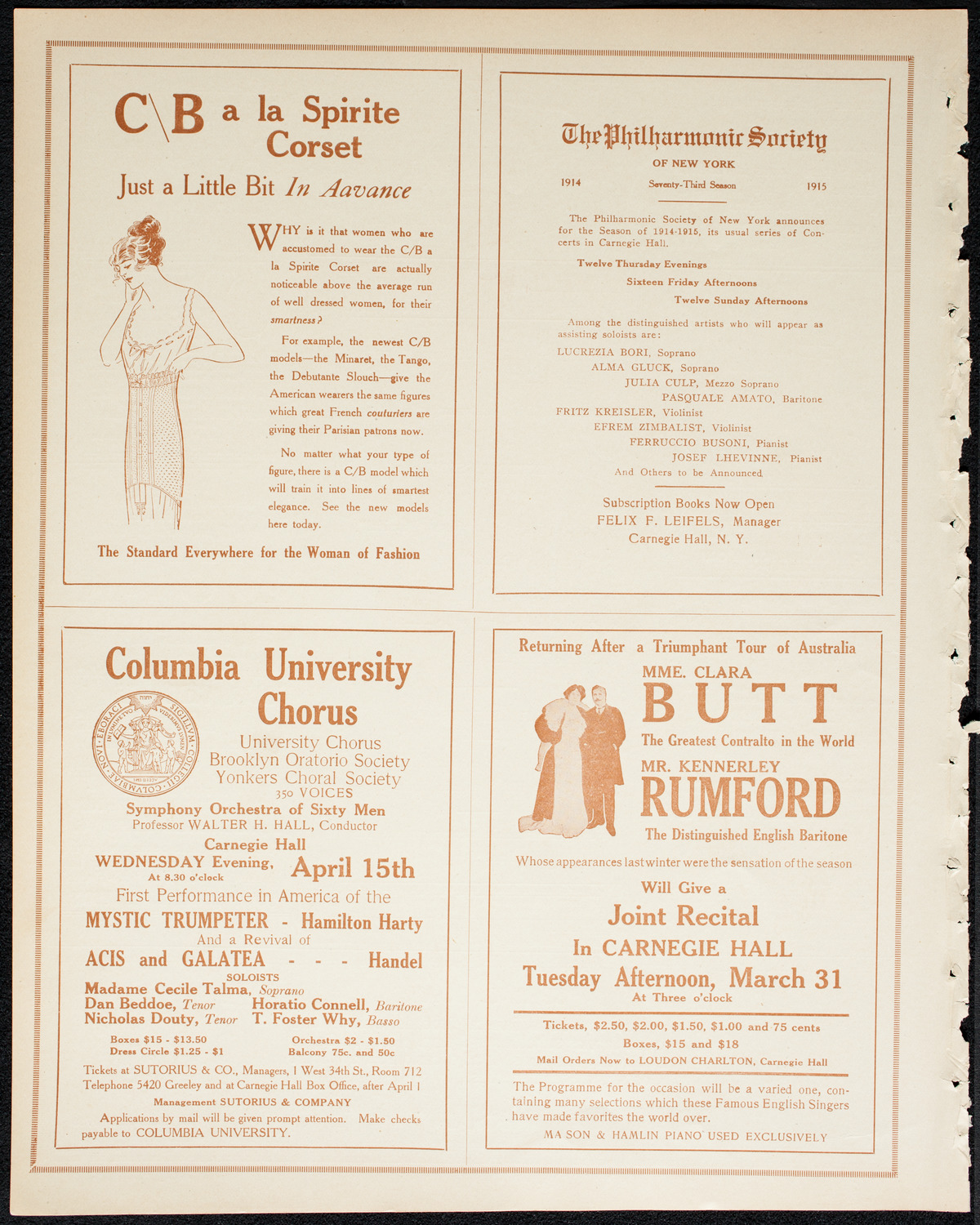 New York Philharmonic, March 27, 1914, program page 8