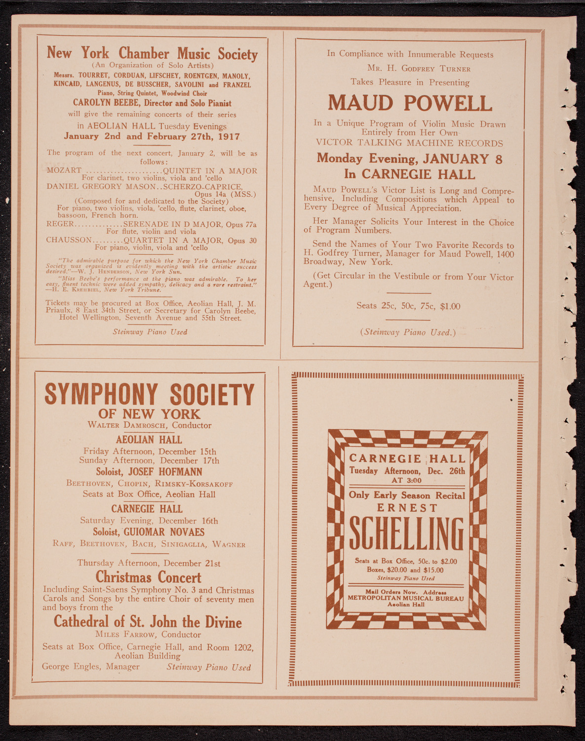 New York Philharmonic, December 15, 1916, program page 8