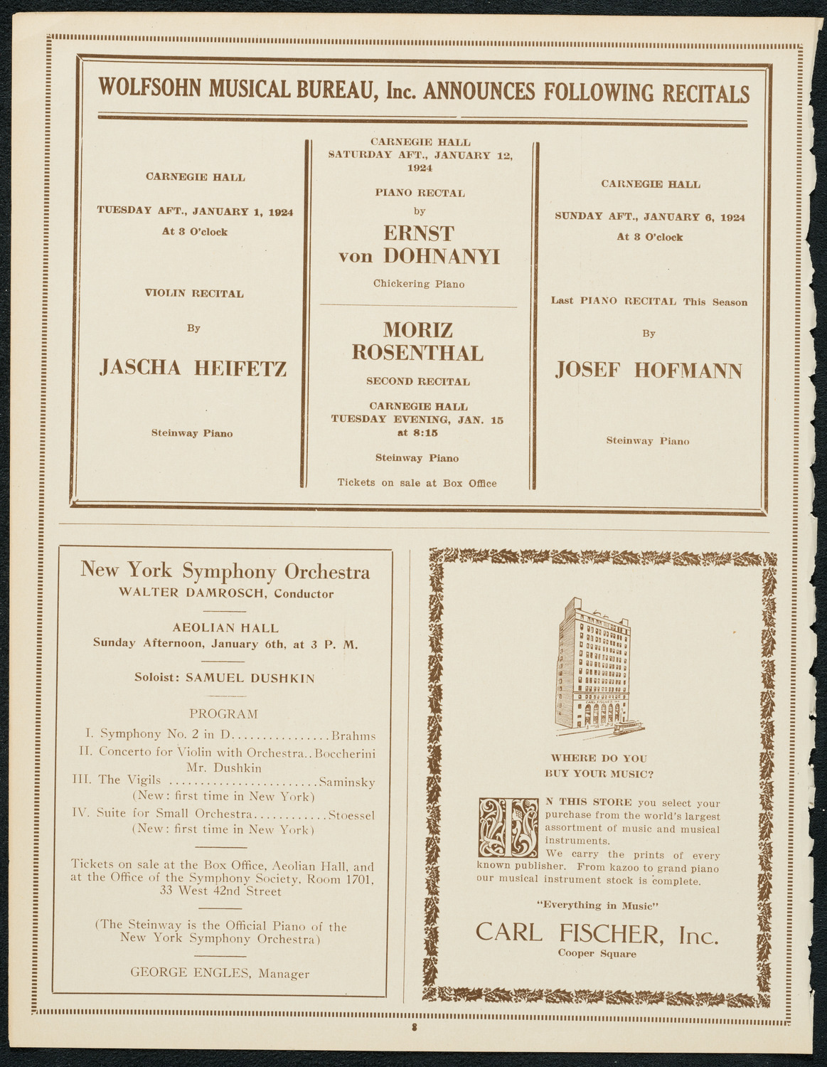 State Symphony Orchestra of New York, December 23, 1923, program page 8