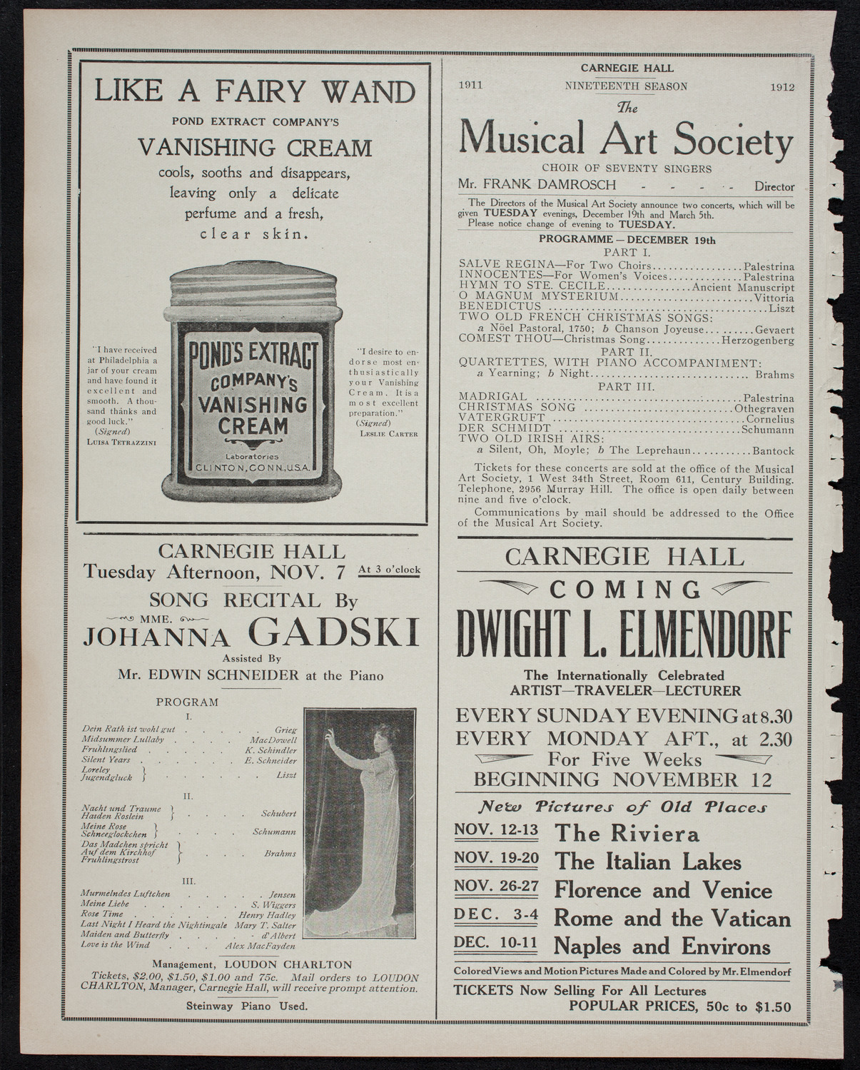 New York Philharmonic, November 5, 1911, program page 8