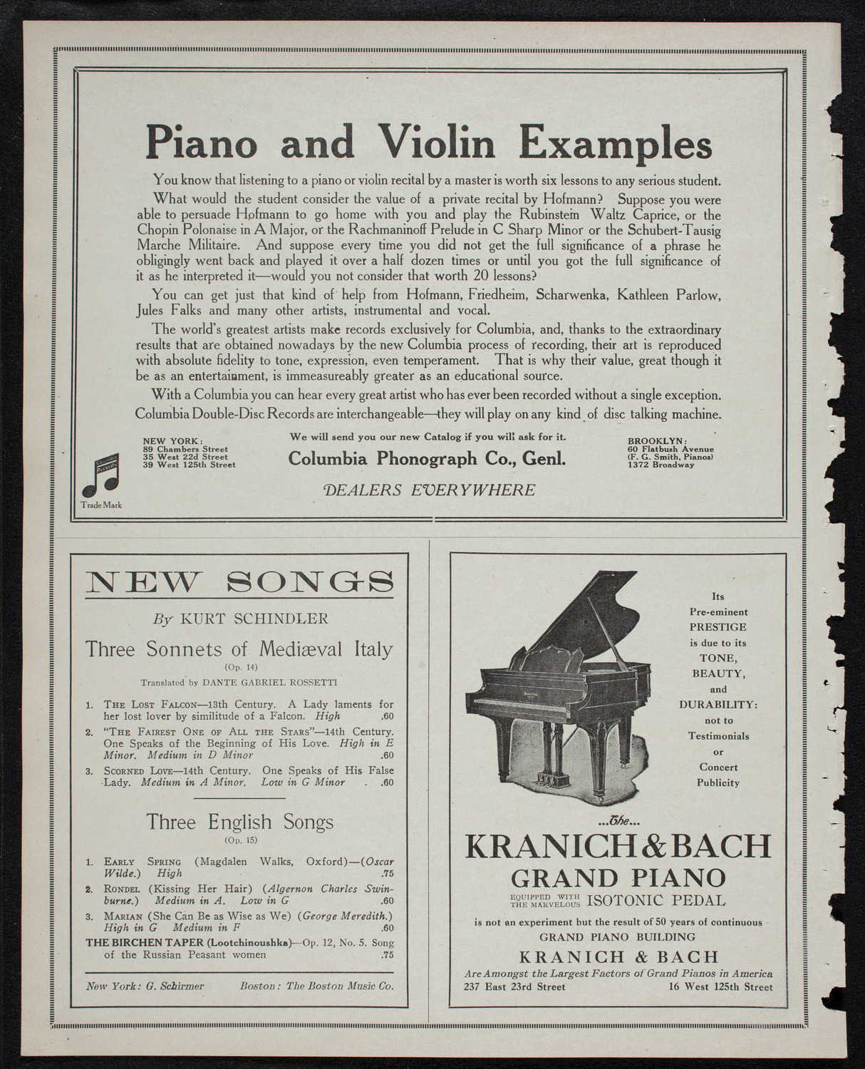 Rudolph Ganz, Piano, November 10, 1912, program page 6