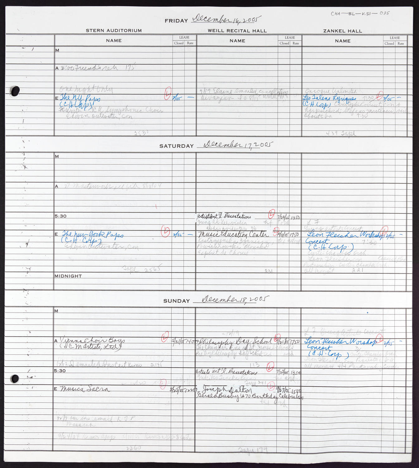 Carnegie Hall Booking Ledger, volume 51, page 35