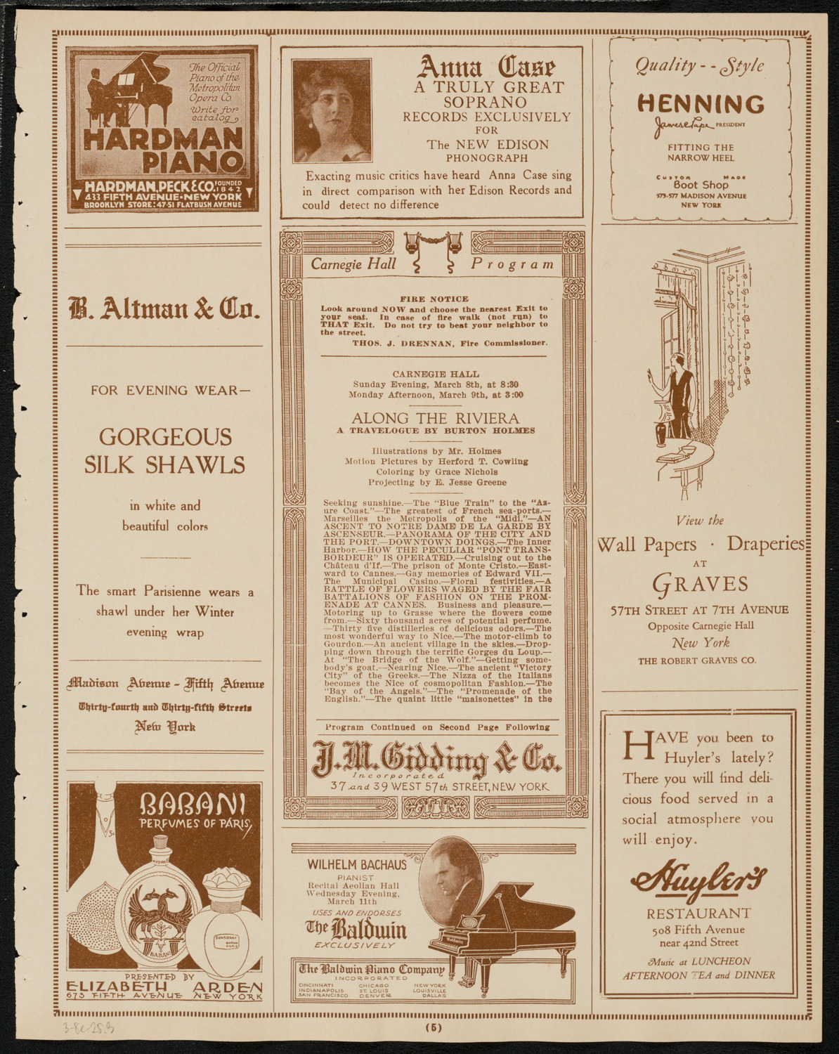 Burton Holmes Travelogue: Along the Riviera, March 8, 1925, program page 5