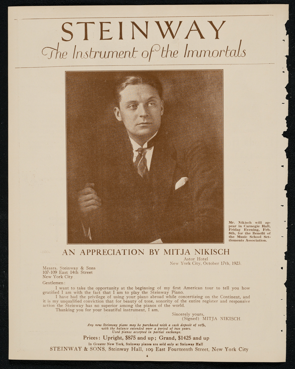 Philadelphia Orchestra, February 5, 1924, program page 4