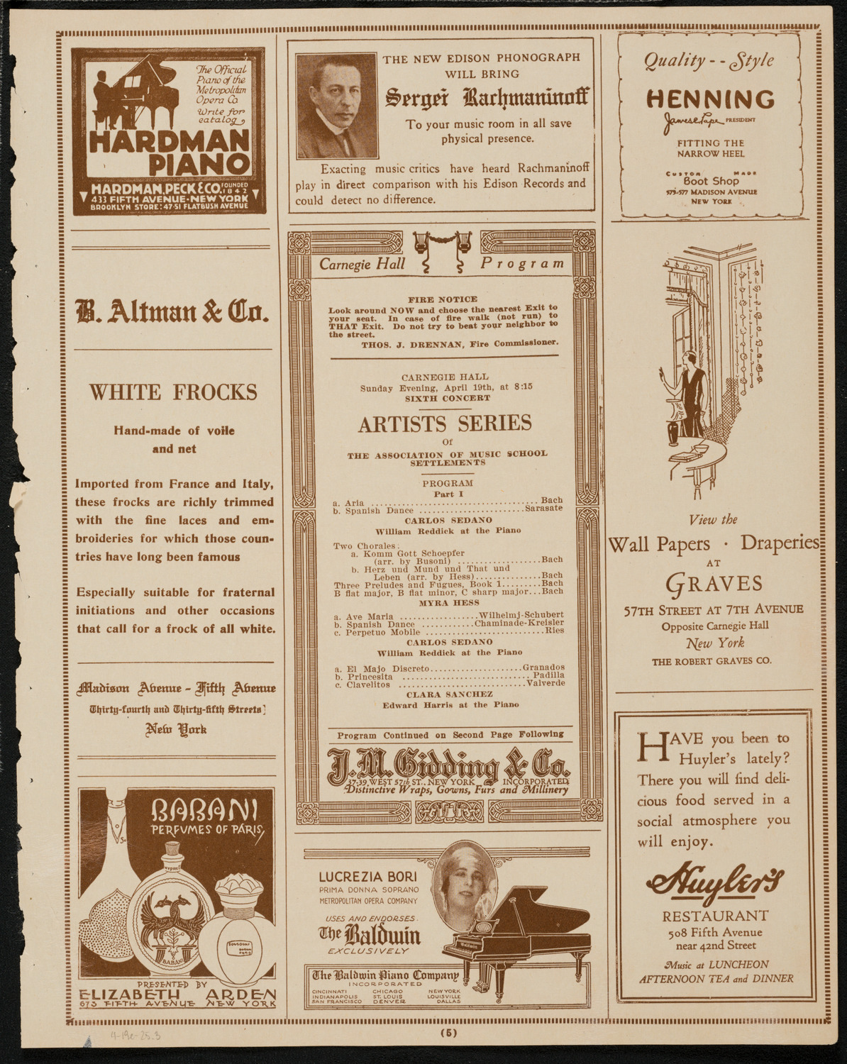 Benefit: Association of Music School Settlements, April 19, 1925, program page 5