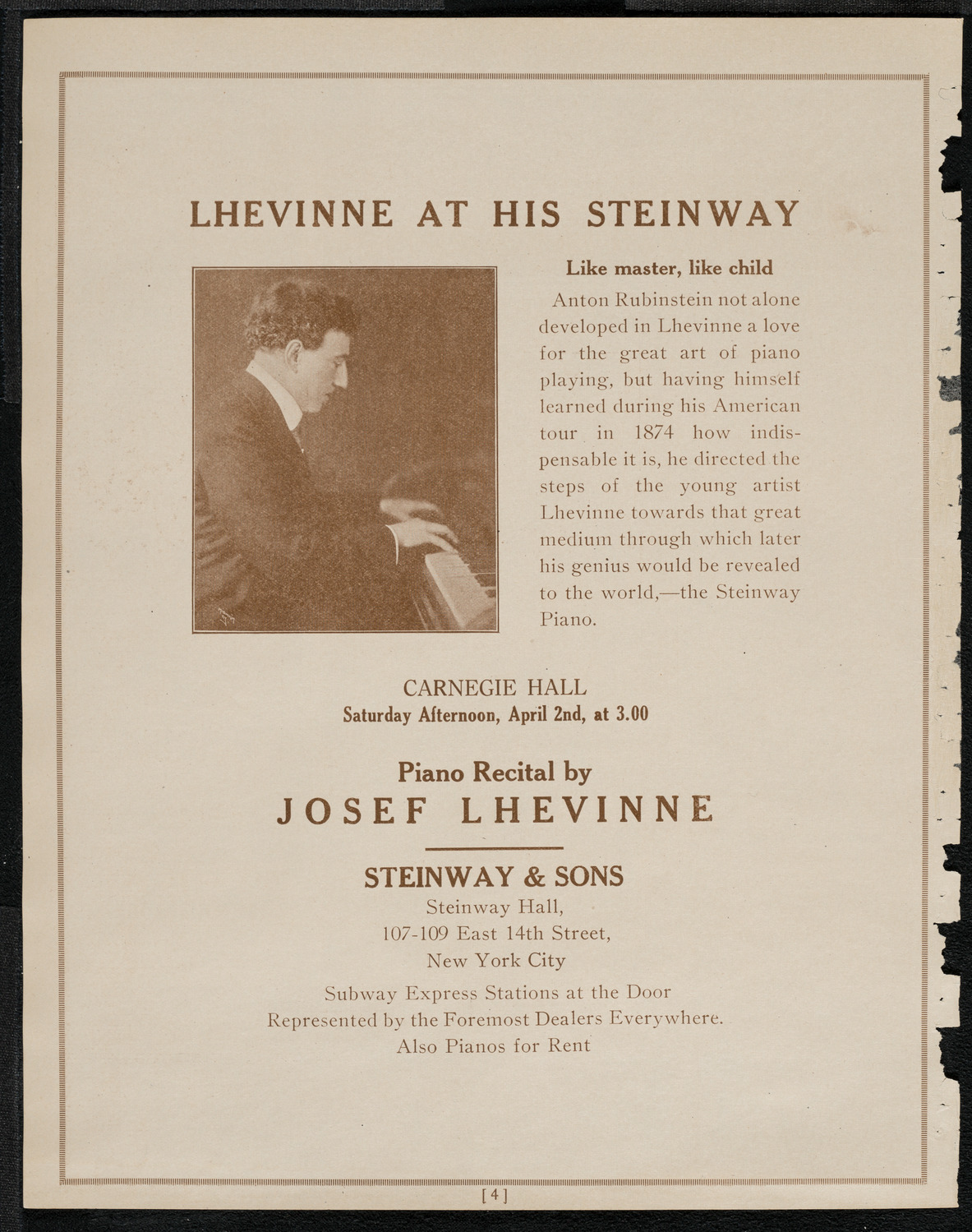 New York Philharmonic, March 27, 1921, program page 4