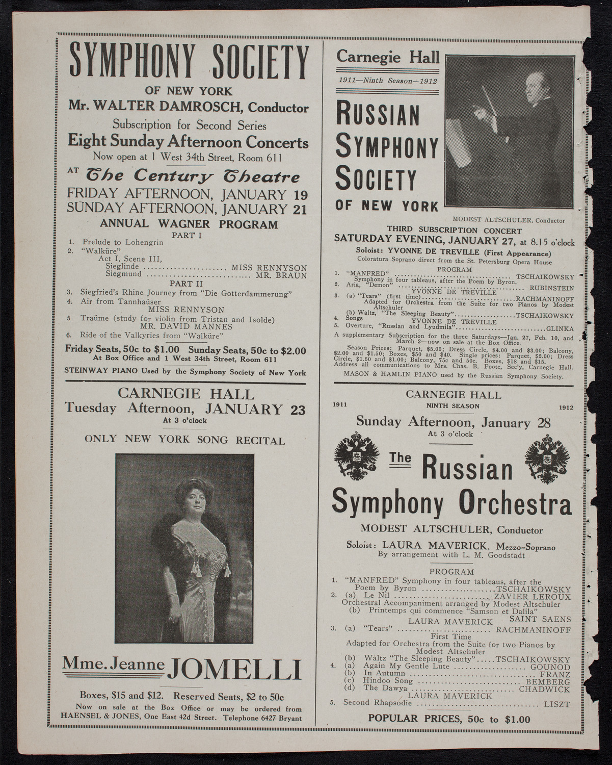 New York Philharmonic, January 18, 1912, program page 10