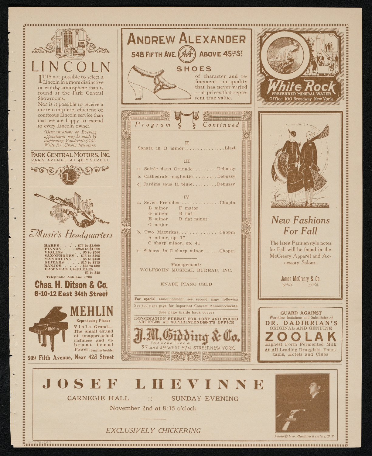 Cancelled Recital: Marie Gabrielle Leschetizky, October 27, 1924, program page 7