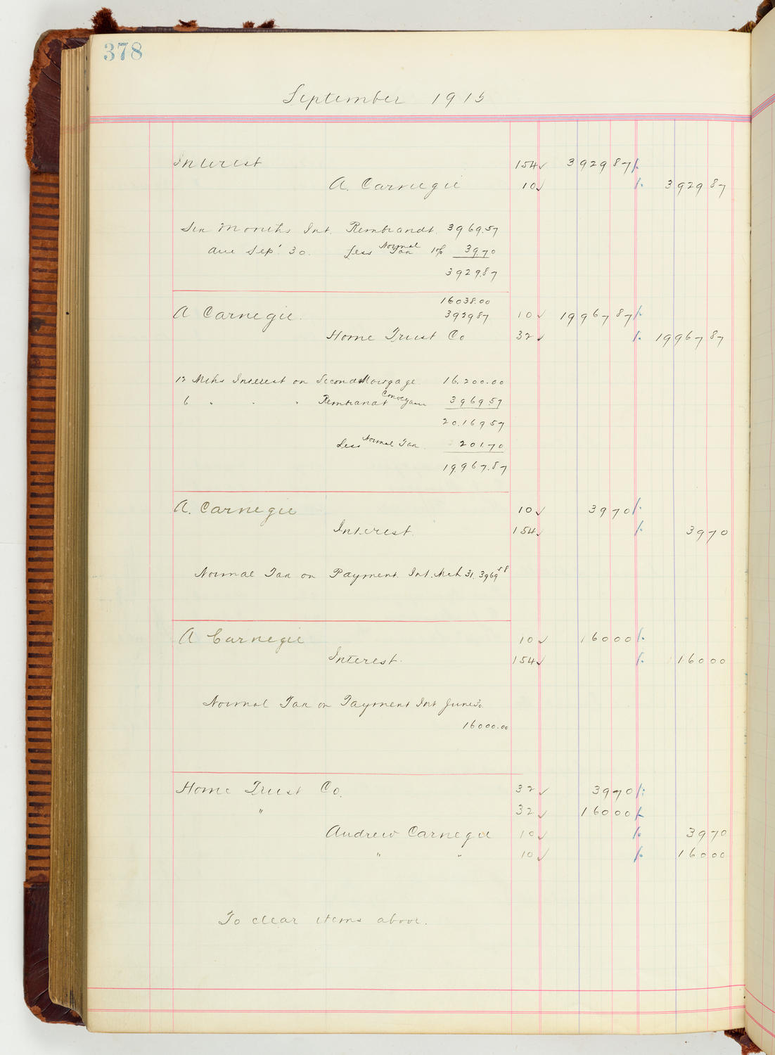 Music Hall Accounting Ledger Journal, volume 7, page 378