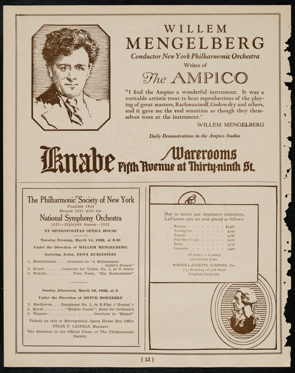 Manfred Malkin, Piano, March 13, 1922, program page 12