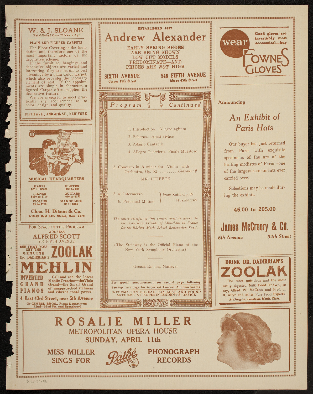 New York Symphony Orchestra, March 20, 1920, program page 7
