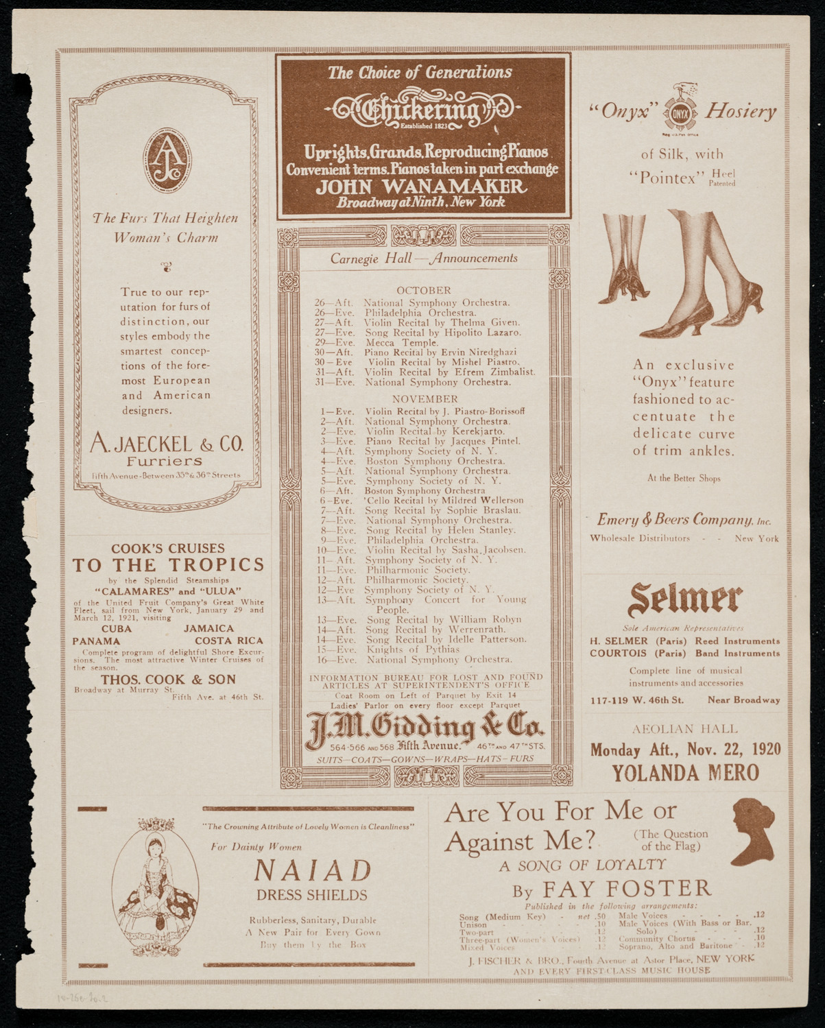 Benefit: American Convalescent Home for Vienna's Children, October 25, 1920, program page 3