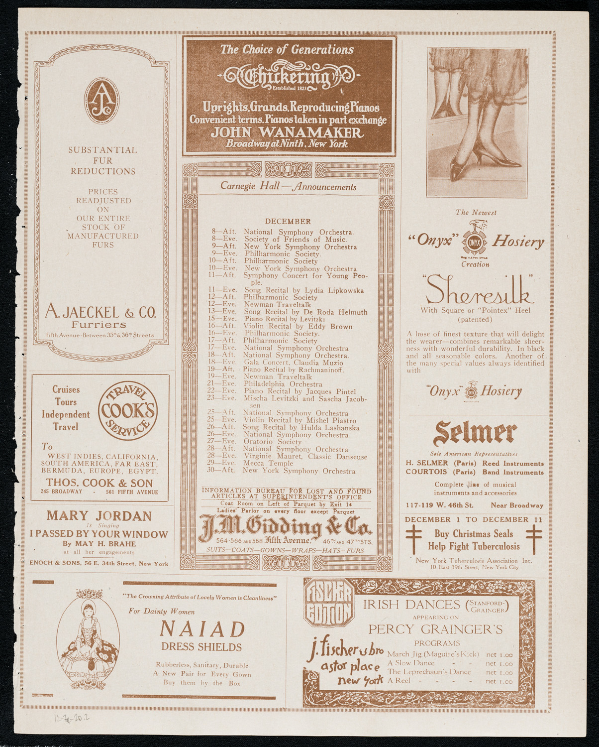 National Symphony Orchestra, December 7, 1920, program page 3