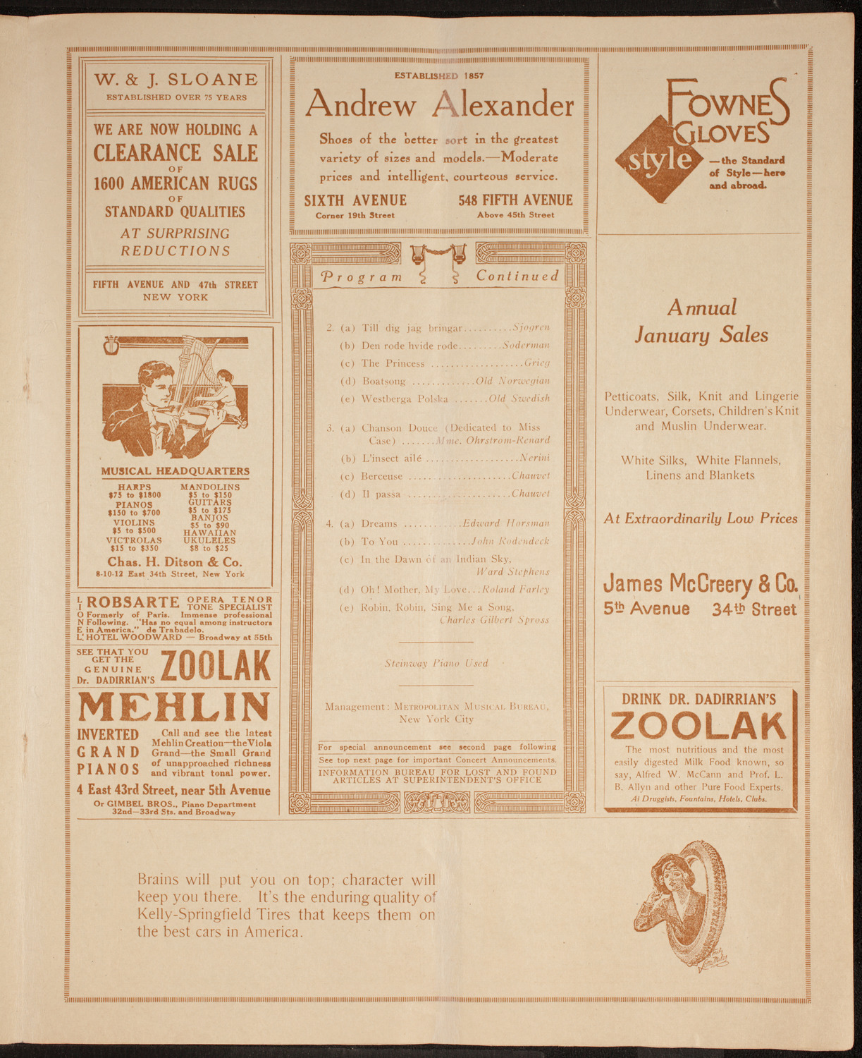 Anna Case, Soprano, January 20, 1919, program page 7