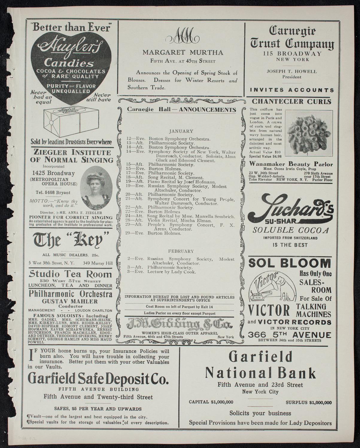 Lillian Nordica, Soprano, with the New York Symphony Orchestra, January 11, 1911, program page 3
