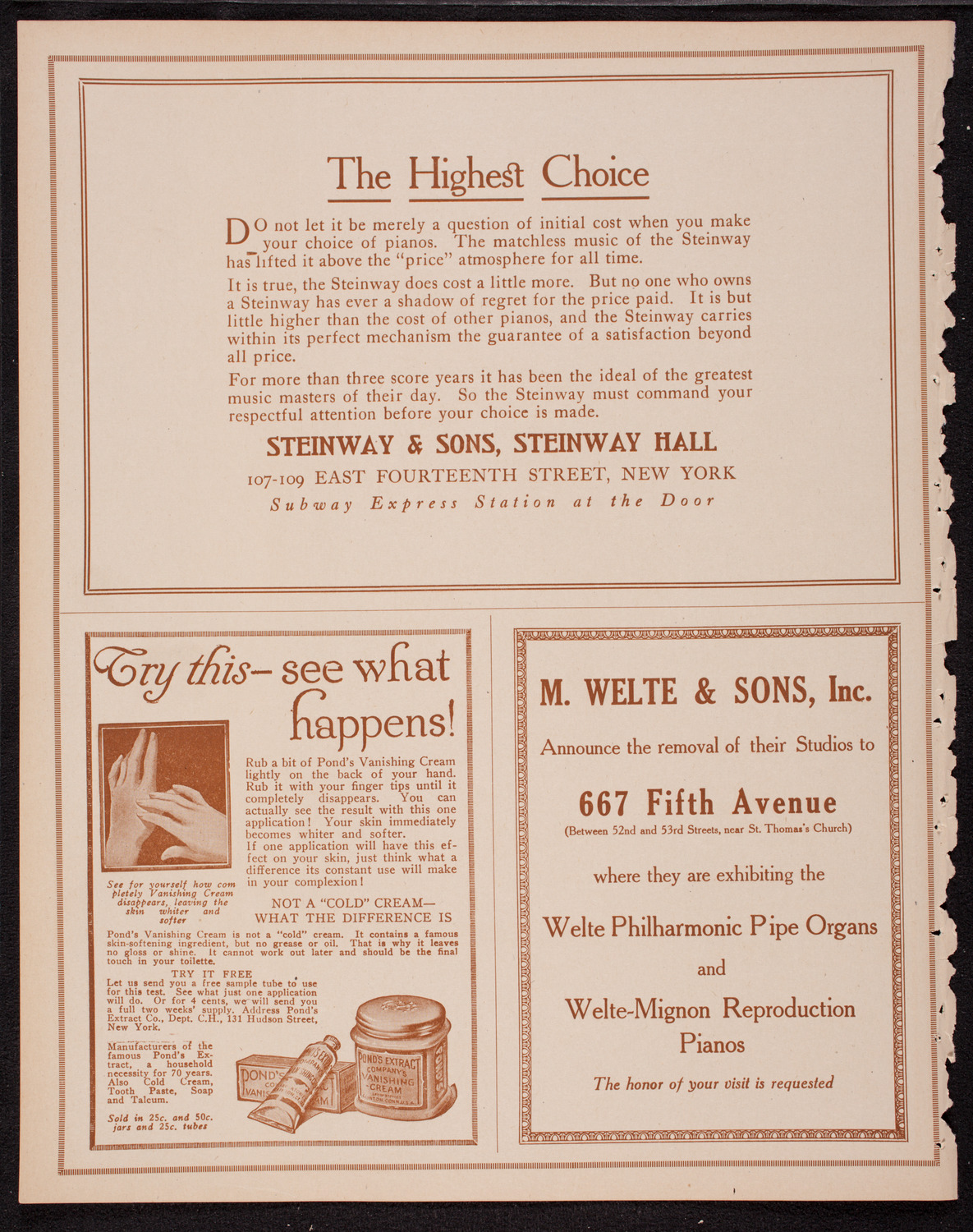 New York Philharmonic, November 12, 1916, program page 4