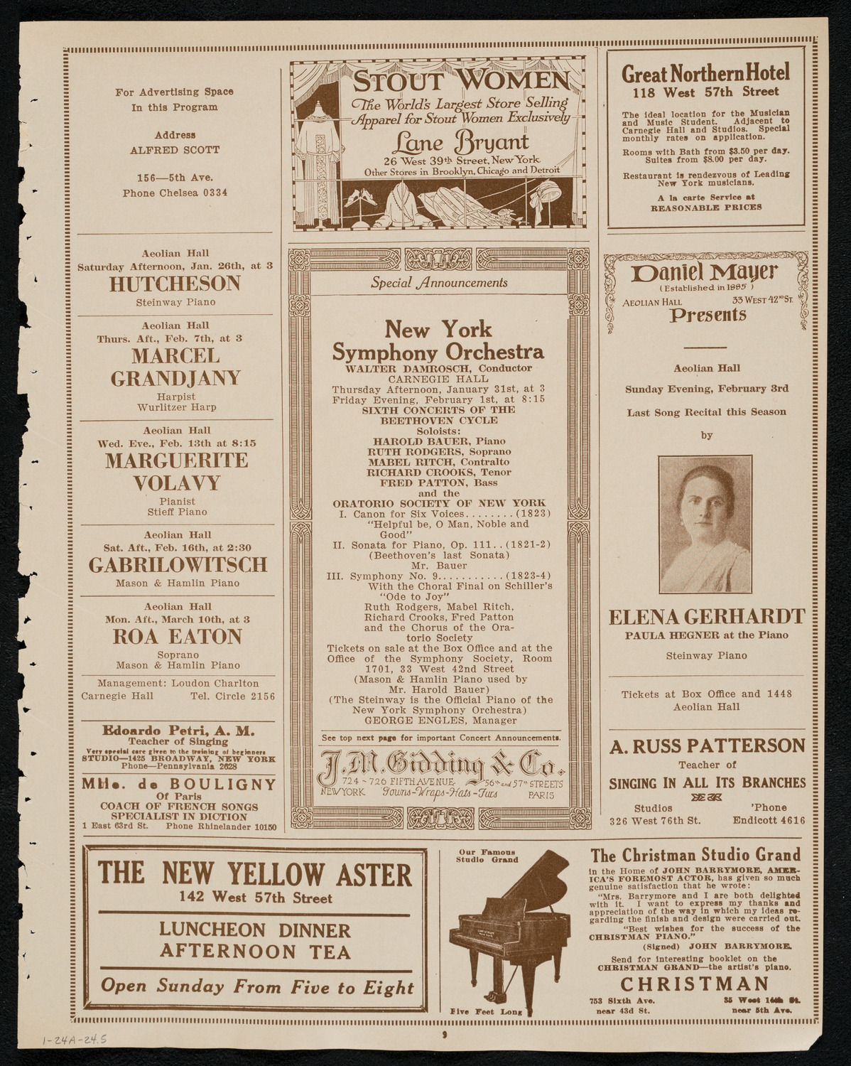 New York Symphony Orchestra: Beethoven Cycle, January 24, 1924, program page 9