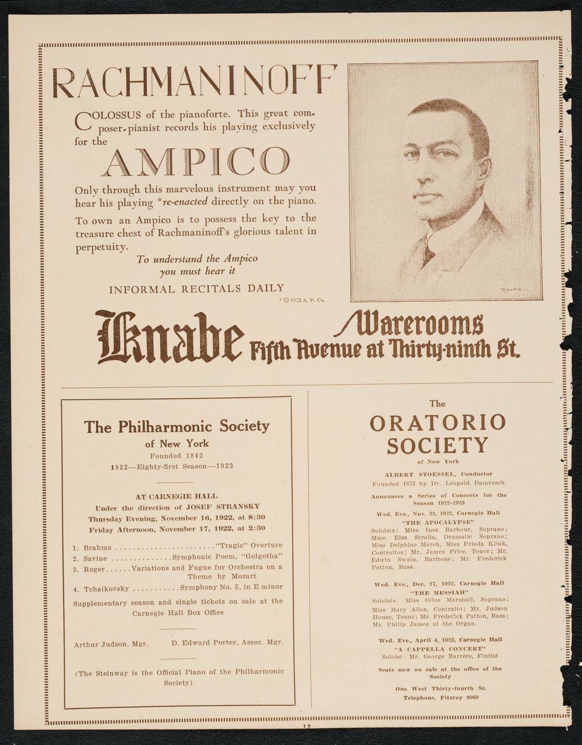 Isadora Duncan, Dancer, with Russian Symphony Orchestra, November 15, 1922, program page 12