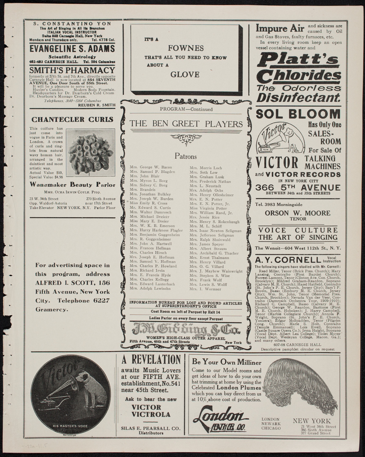 Shakespeare Birthday Festival: The Ben Greet Players and The Volpe Symphony Orchestra, April 22, 1911, program page 9