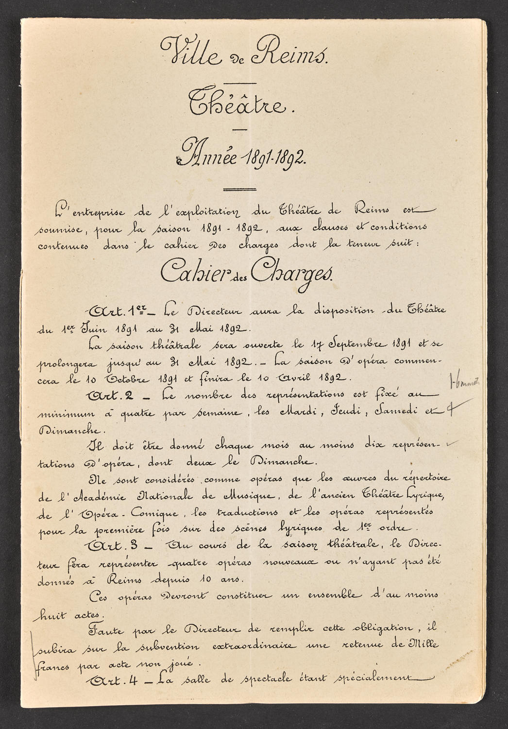 Cahier des Charges of the Theater (1891-1982), page 3 of 11