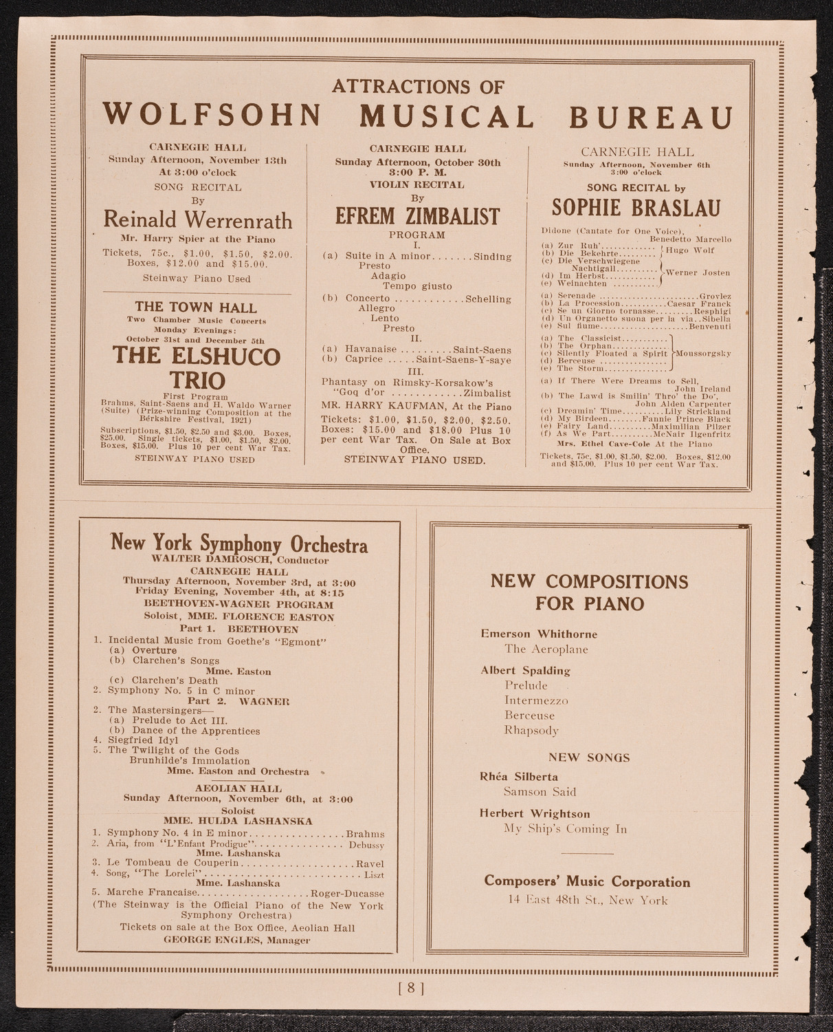 Luella Meluis, Soprano, October 25, 1921, program page 8