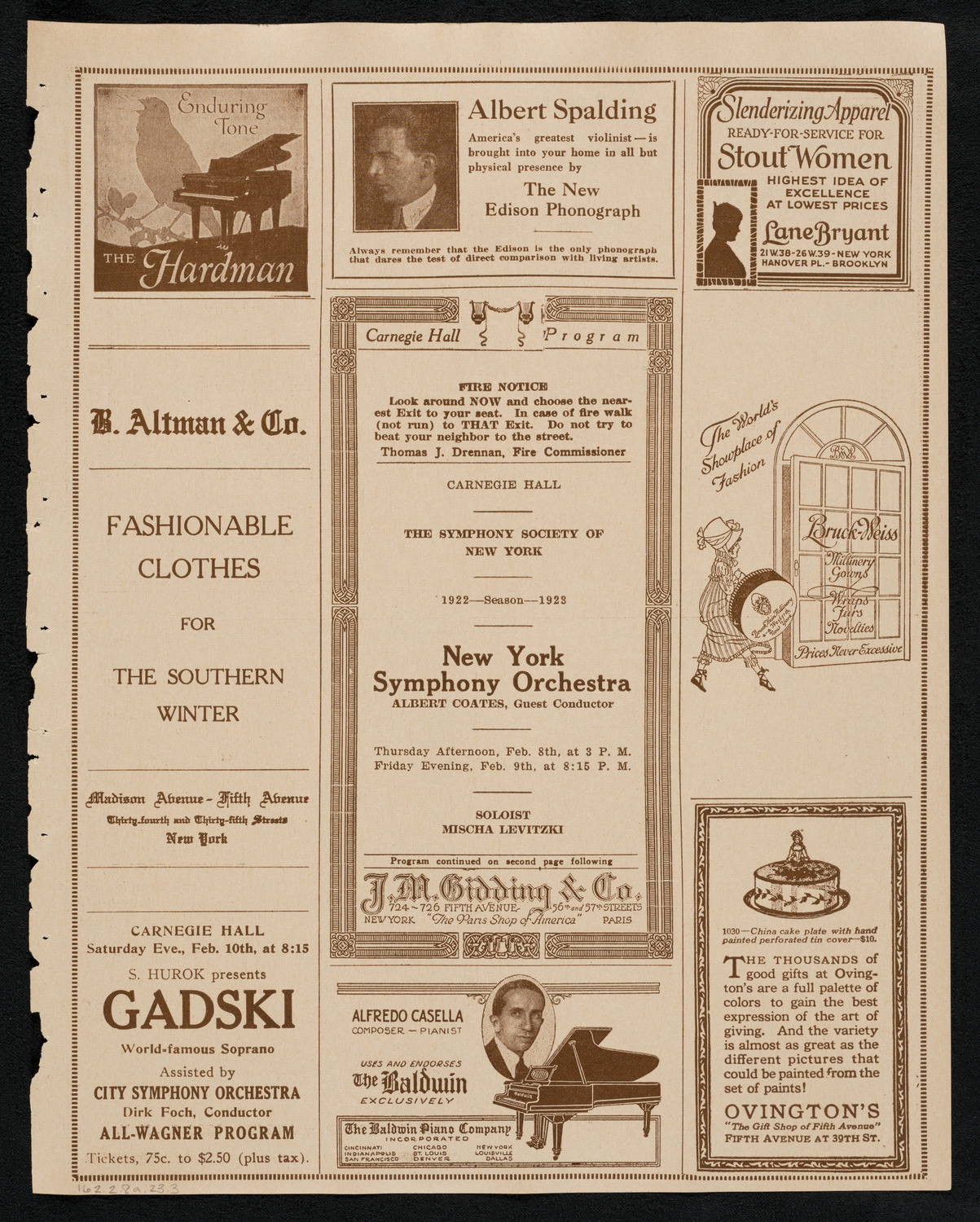 New York Symphony Orchestra, February 8, 1923, program page 5