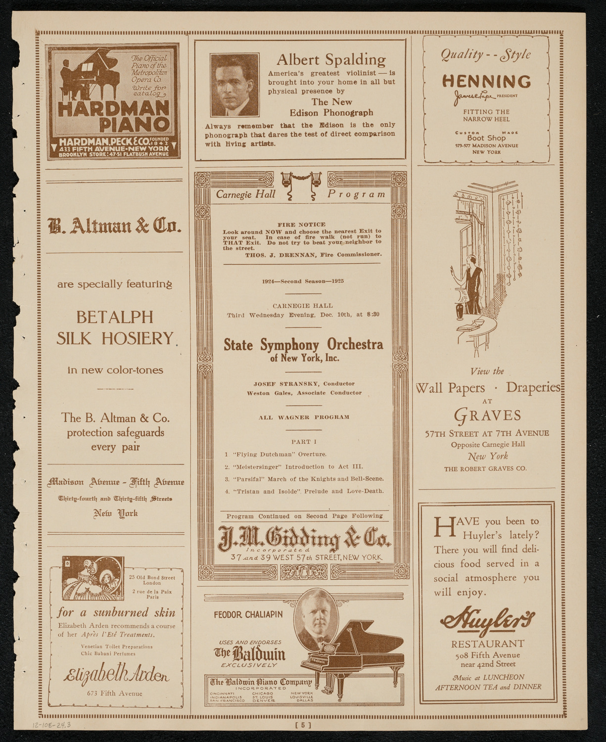 State Symphony Orchestra of New York, December 10, 1924, program page 5