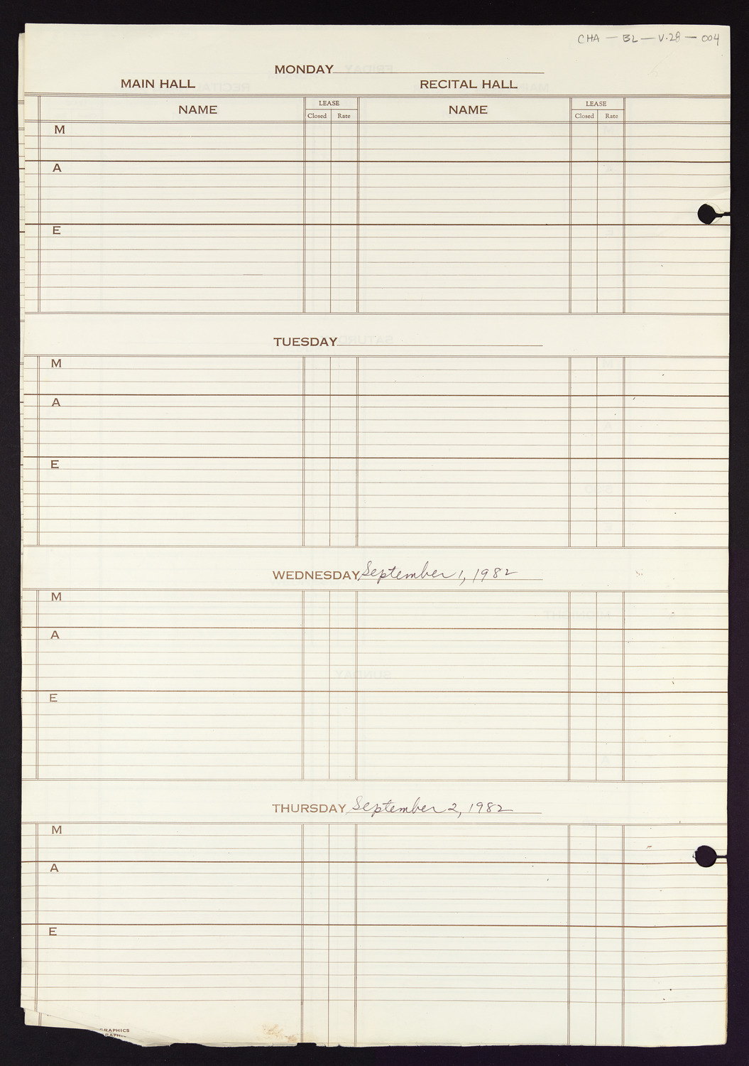 Carnegie Hall Booking Ledger, volume 28, page 4